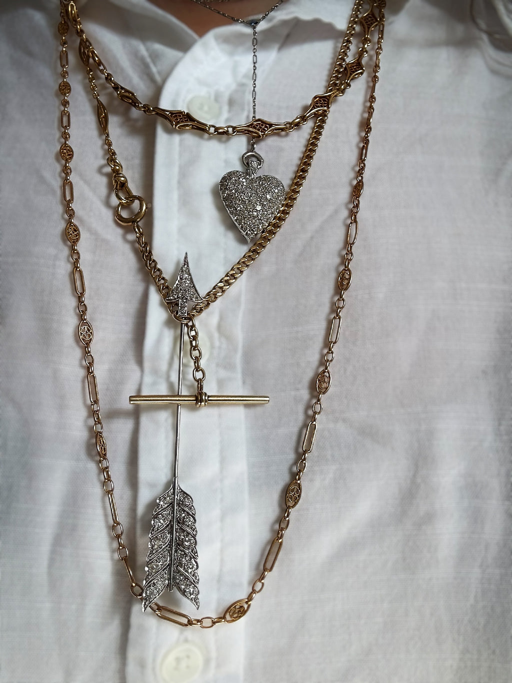 Platinum/18k Art Deco Arrow Brooch