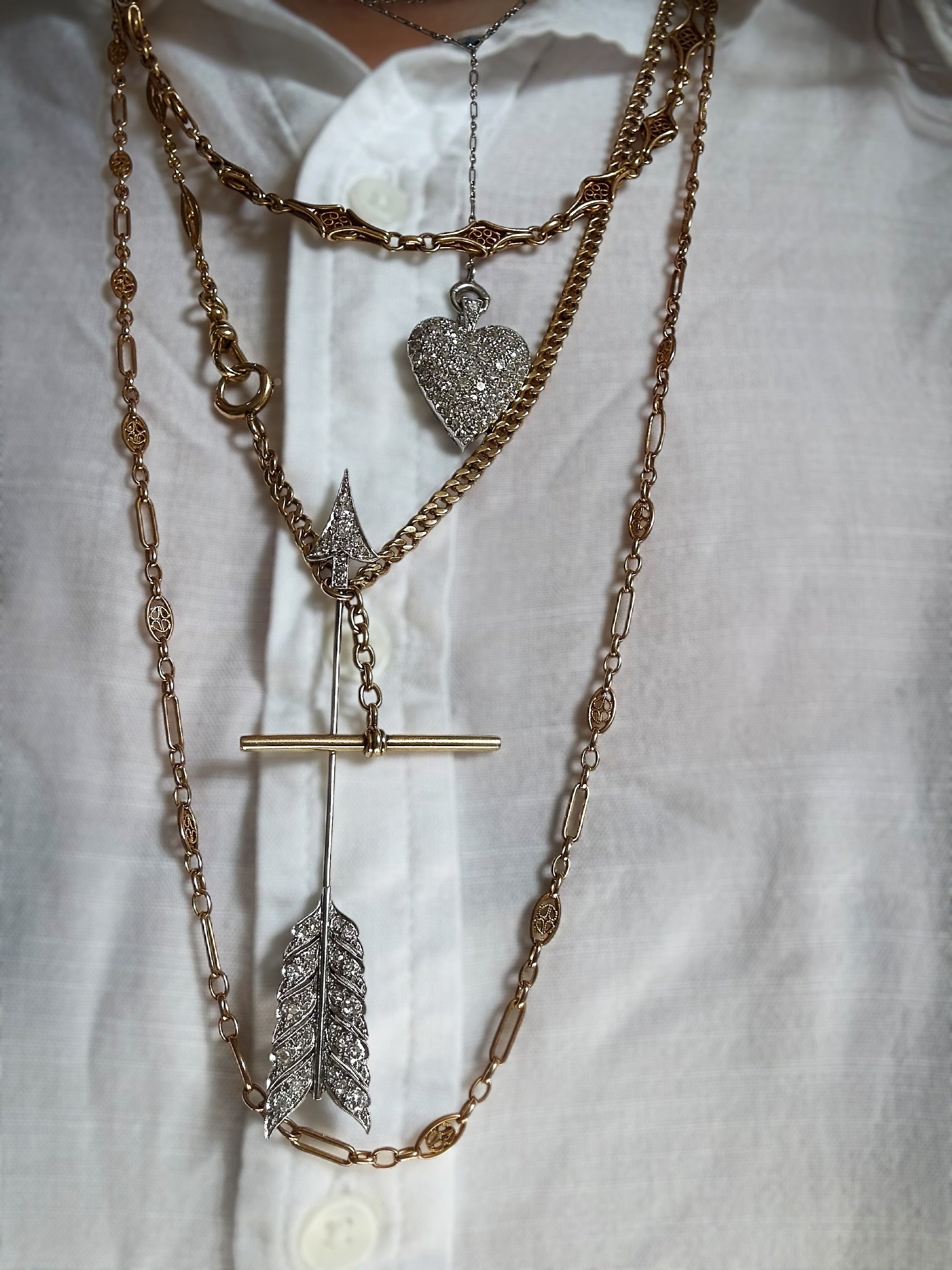 Platinum/18k Art Deco Arrow Brooch