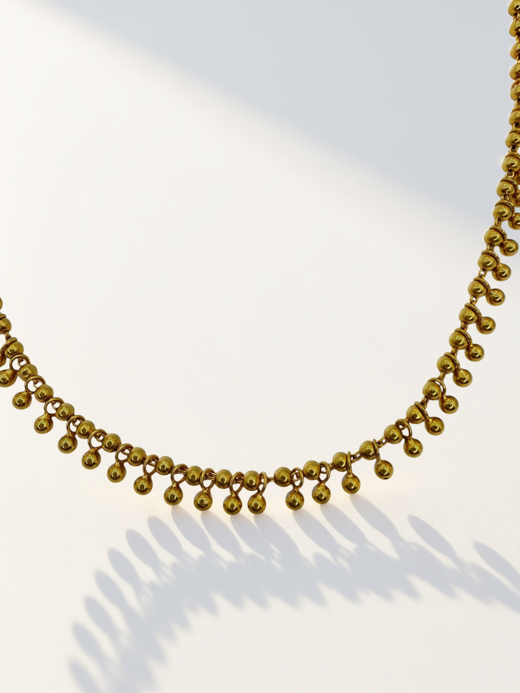 22k Ball Bead Fringe Necklace