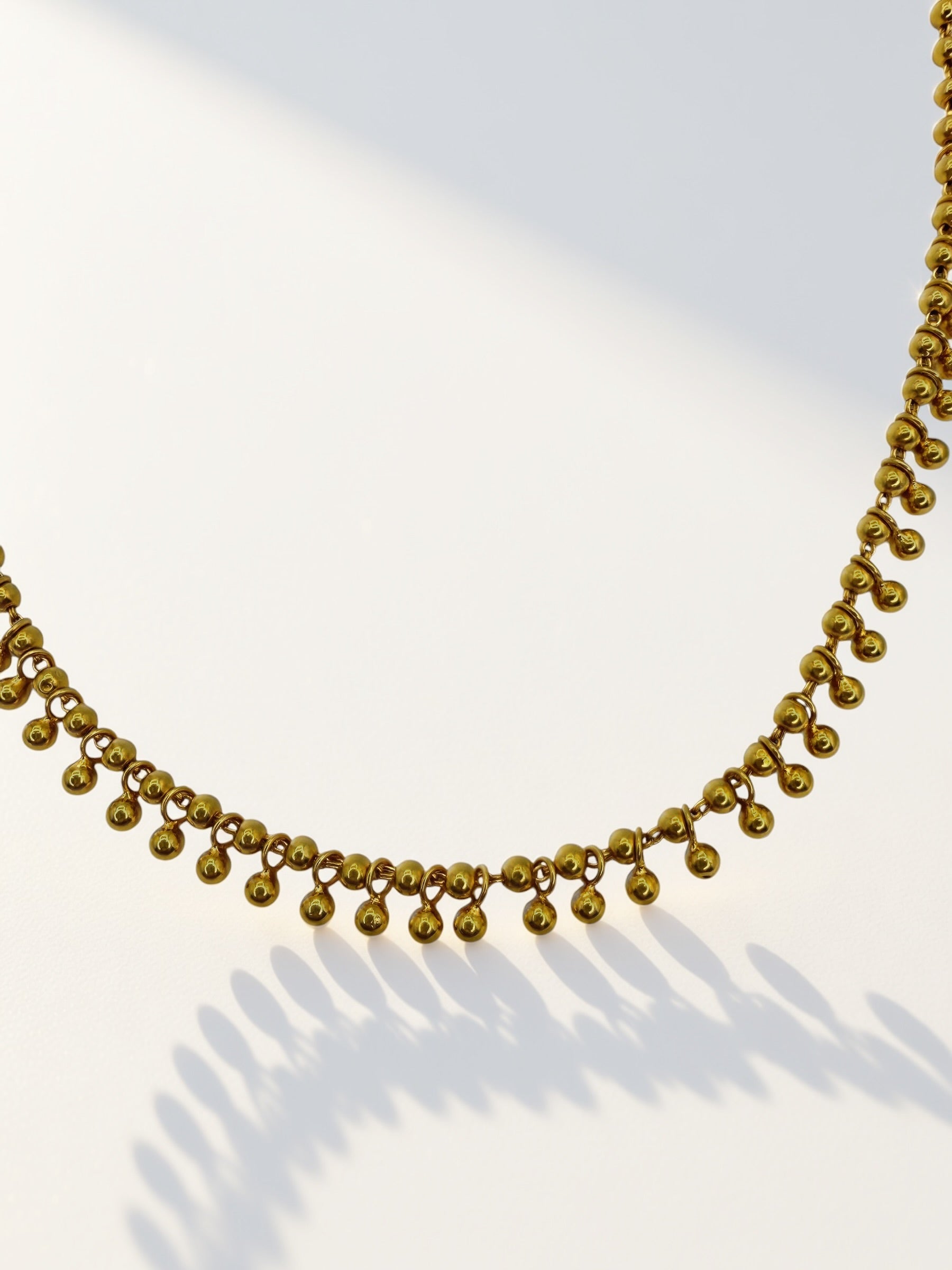 22k Ball Bead Fringe Necklace