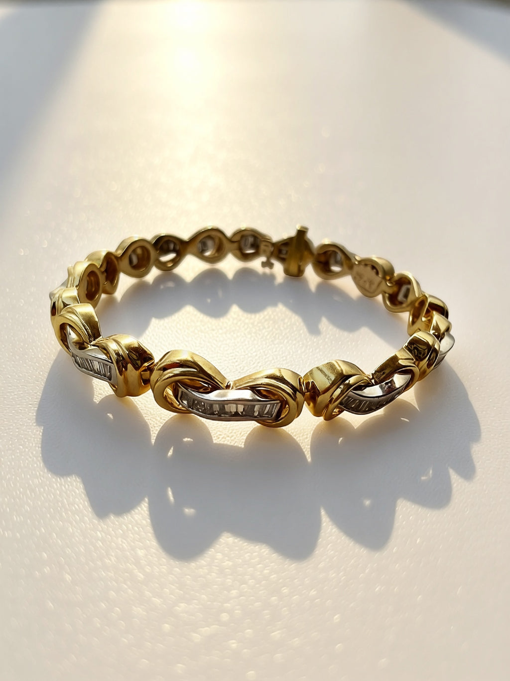 14k Two Tone Baguette Bracelet
