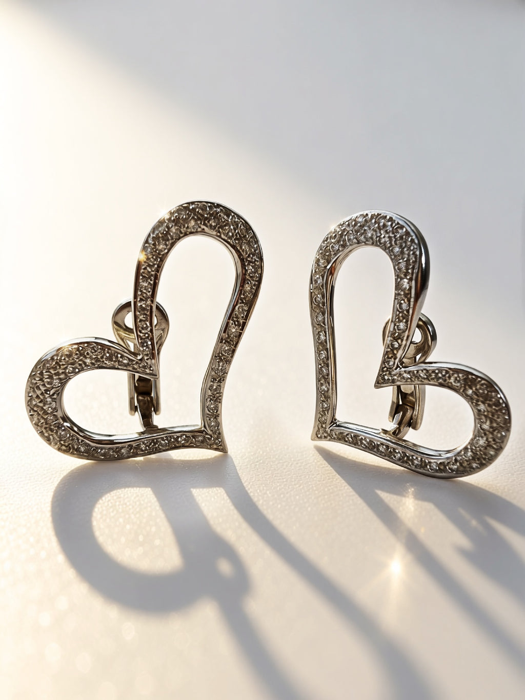18k Diamond Offset Heart Earrings
