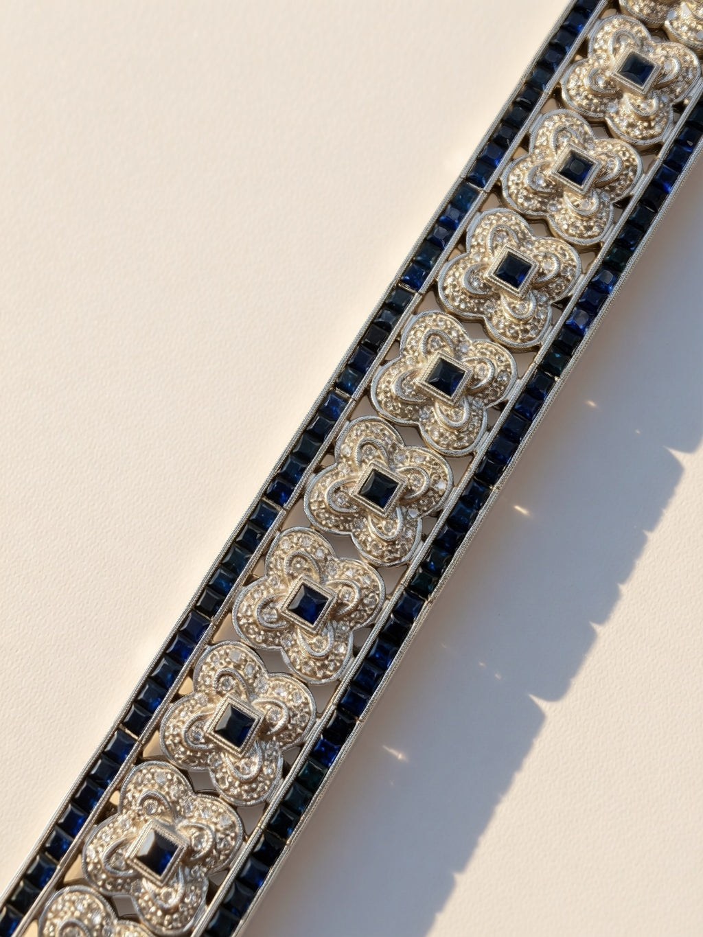 18k Sapphire Diamond Clover Bracelet