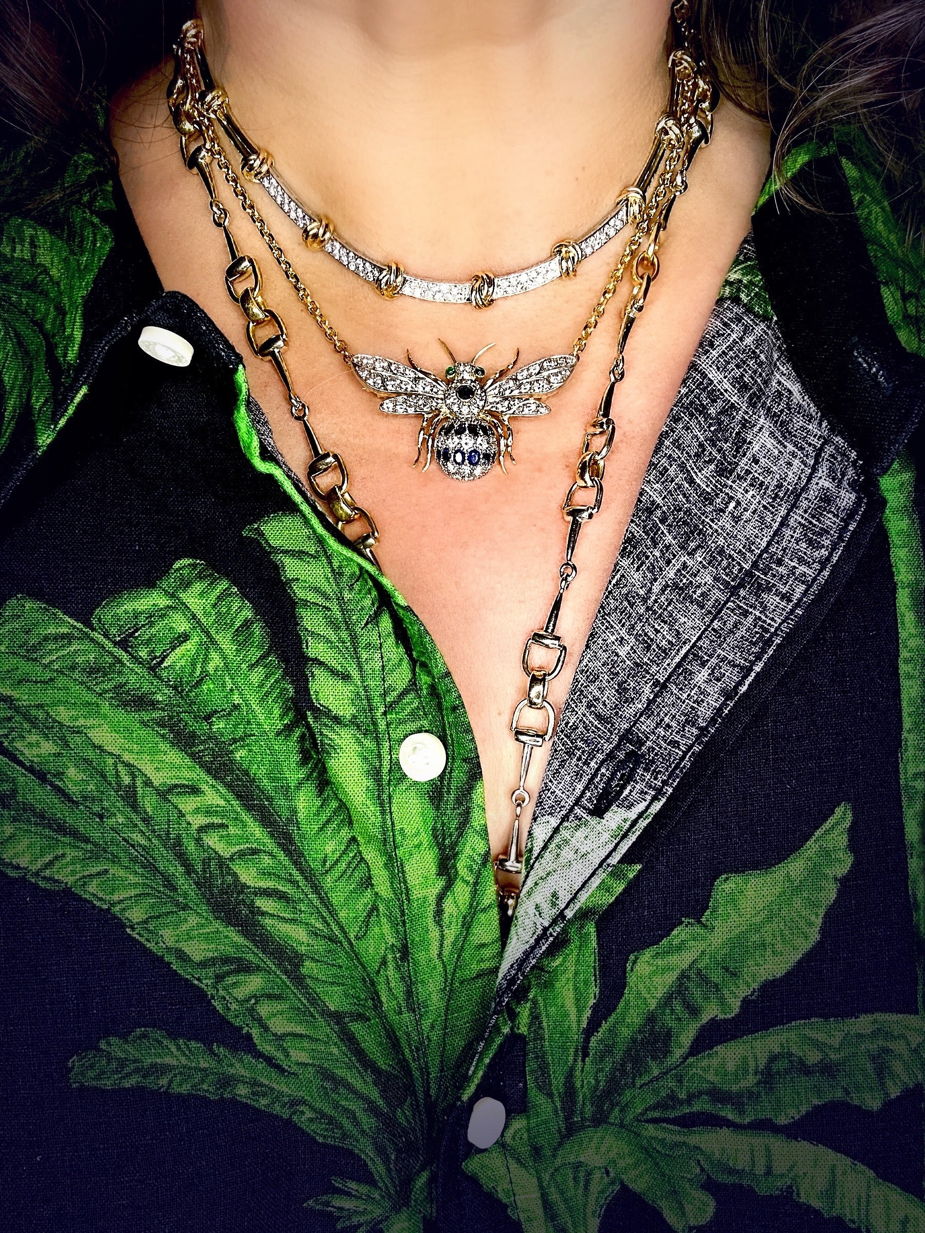 14k Two Tone Horse Bit Necklace