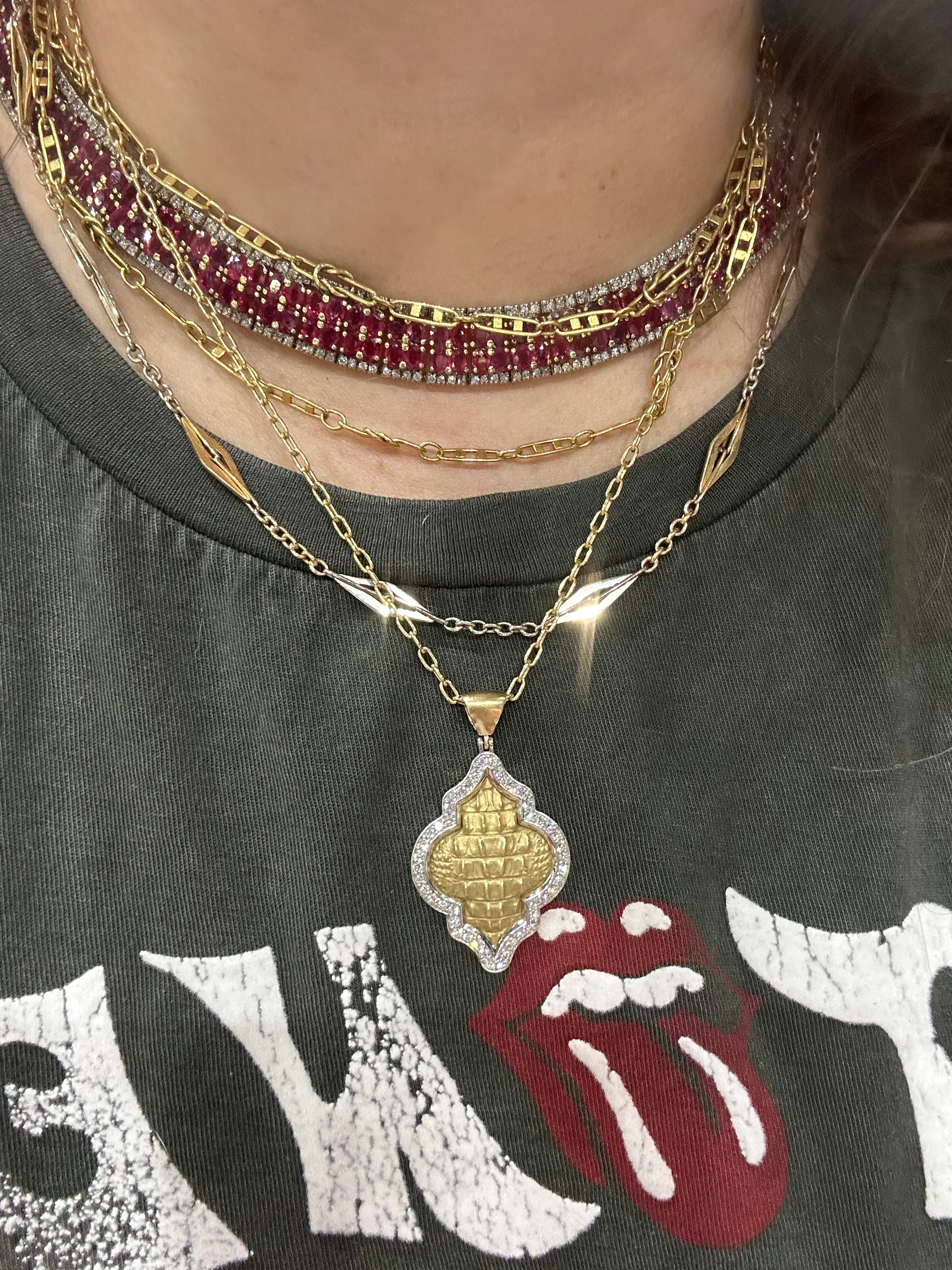 14k Diamond Gator Marrakesh Pendant by Everett Wiethorn