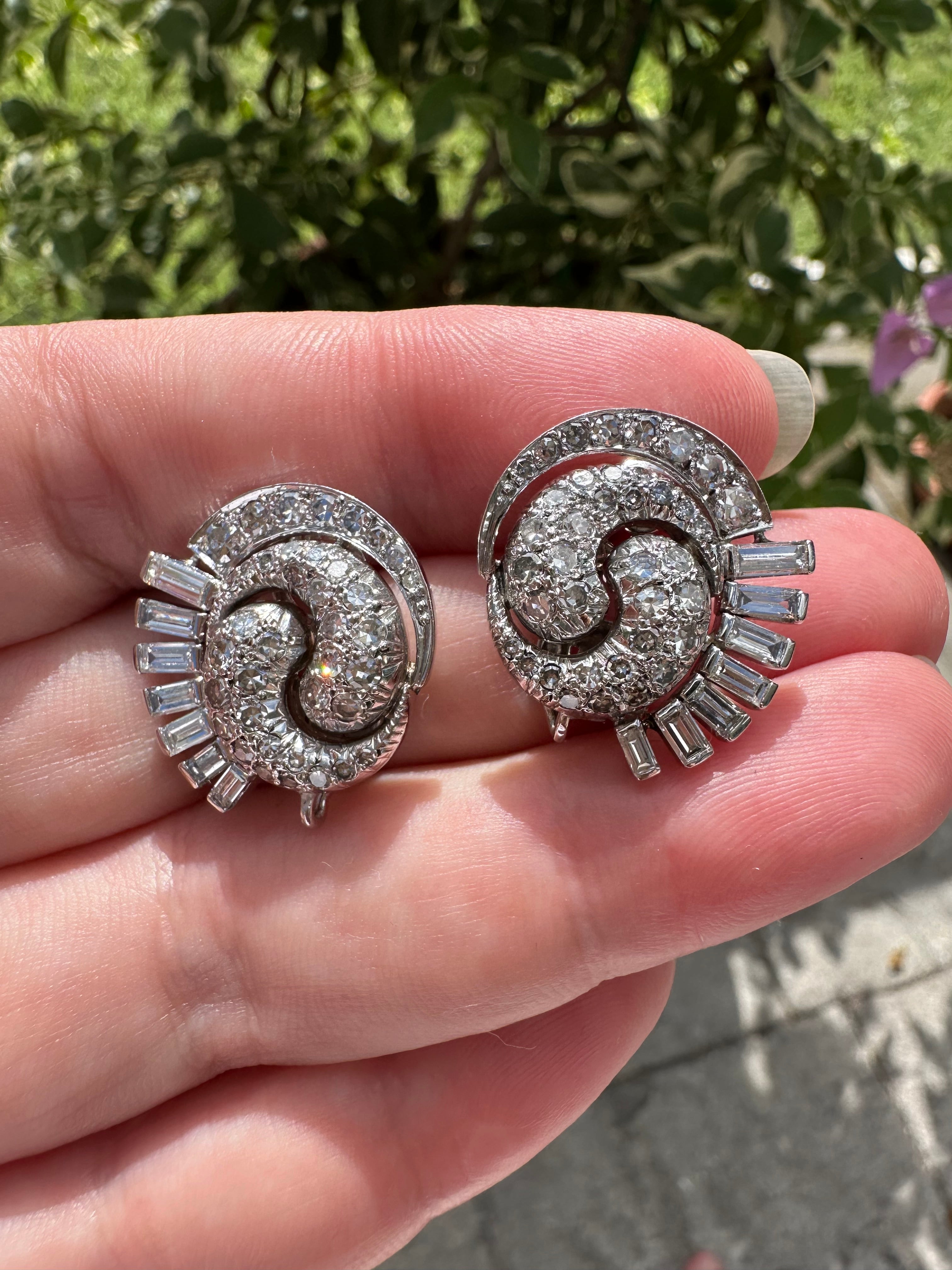 Platinum Diamond Day Night Drop Earrings