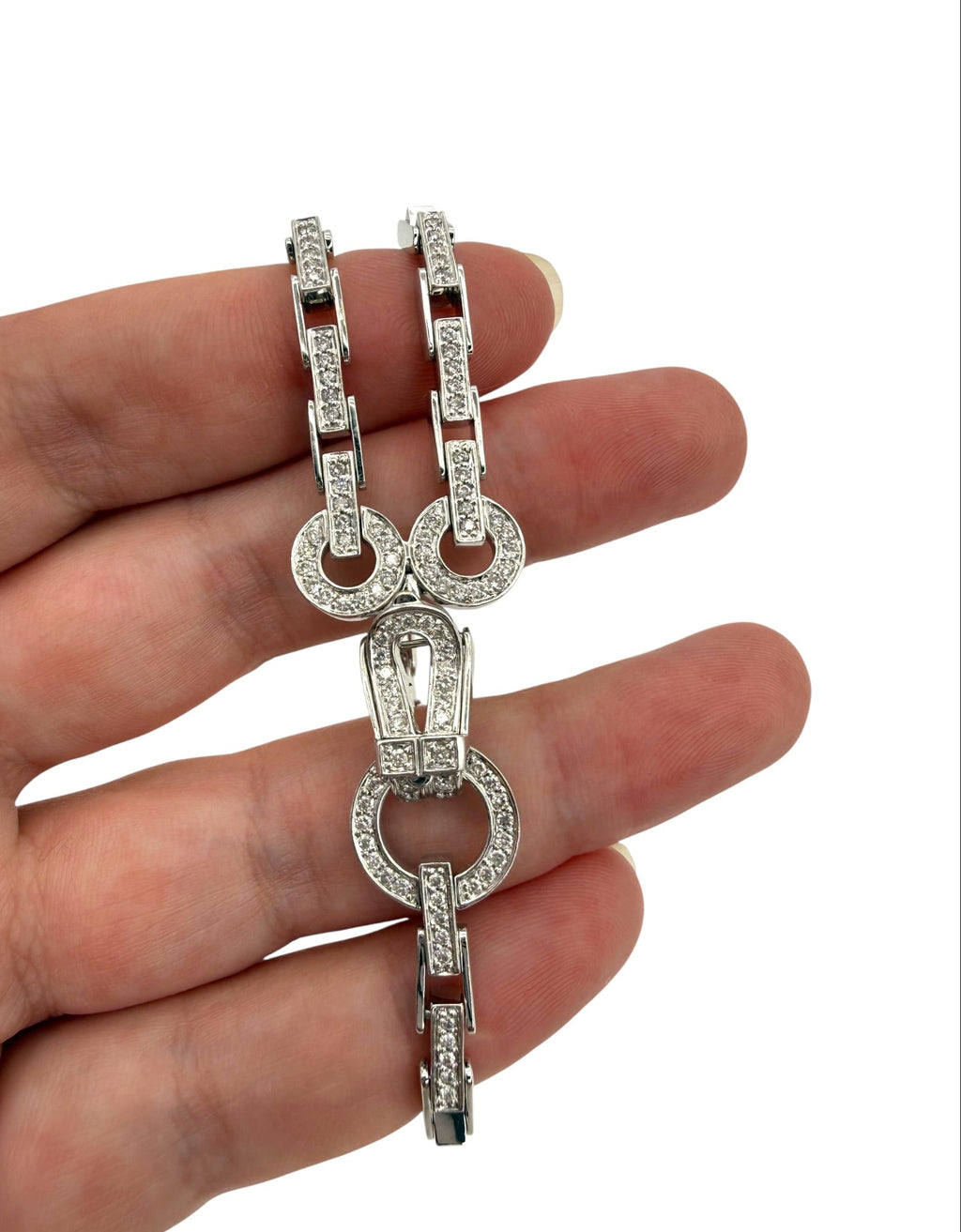 14k Diamond Bar Chain Link Bracelet Hook & Eye Closure