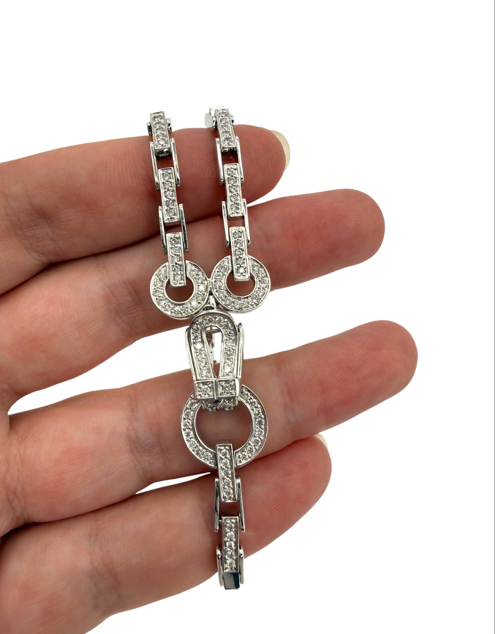 14k Diamond Bar Chain Link Bracelet Hook & Eye Closure