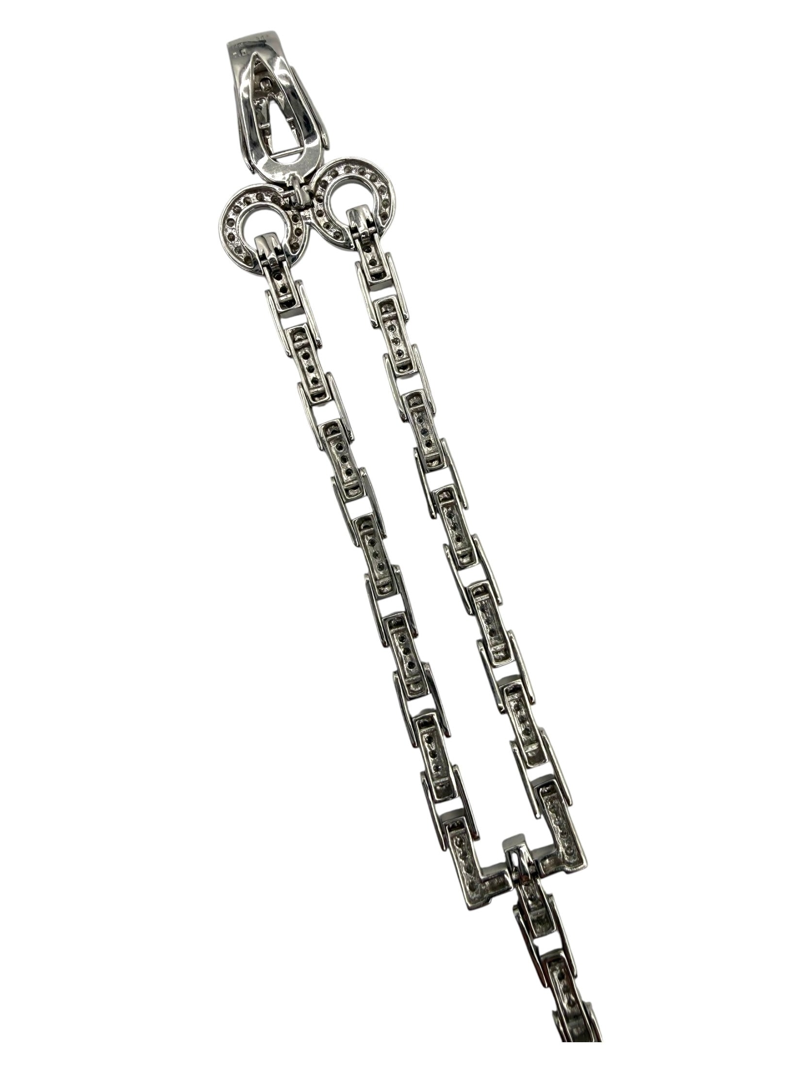 14k Diamond Bar Chain Link Bracelet Hook & Eye Closure