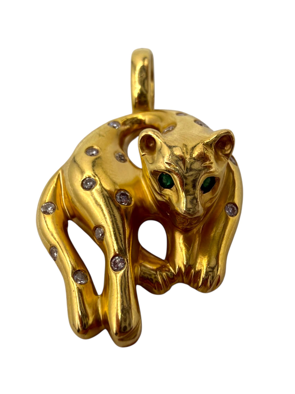 18k Diamond Hanging Panther Pendant