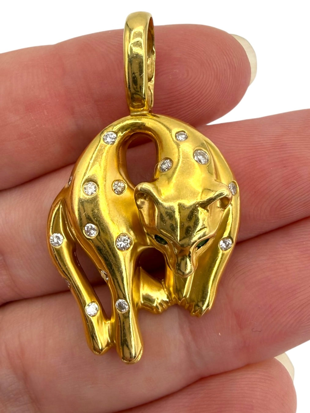 18k Diamond Hanging Panther Pendant