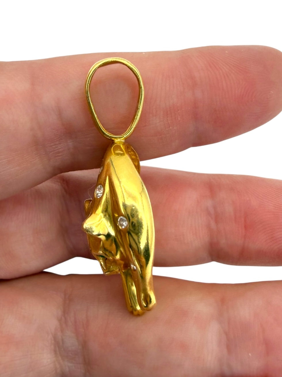 18k Diamond Hanging Panther Pendant