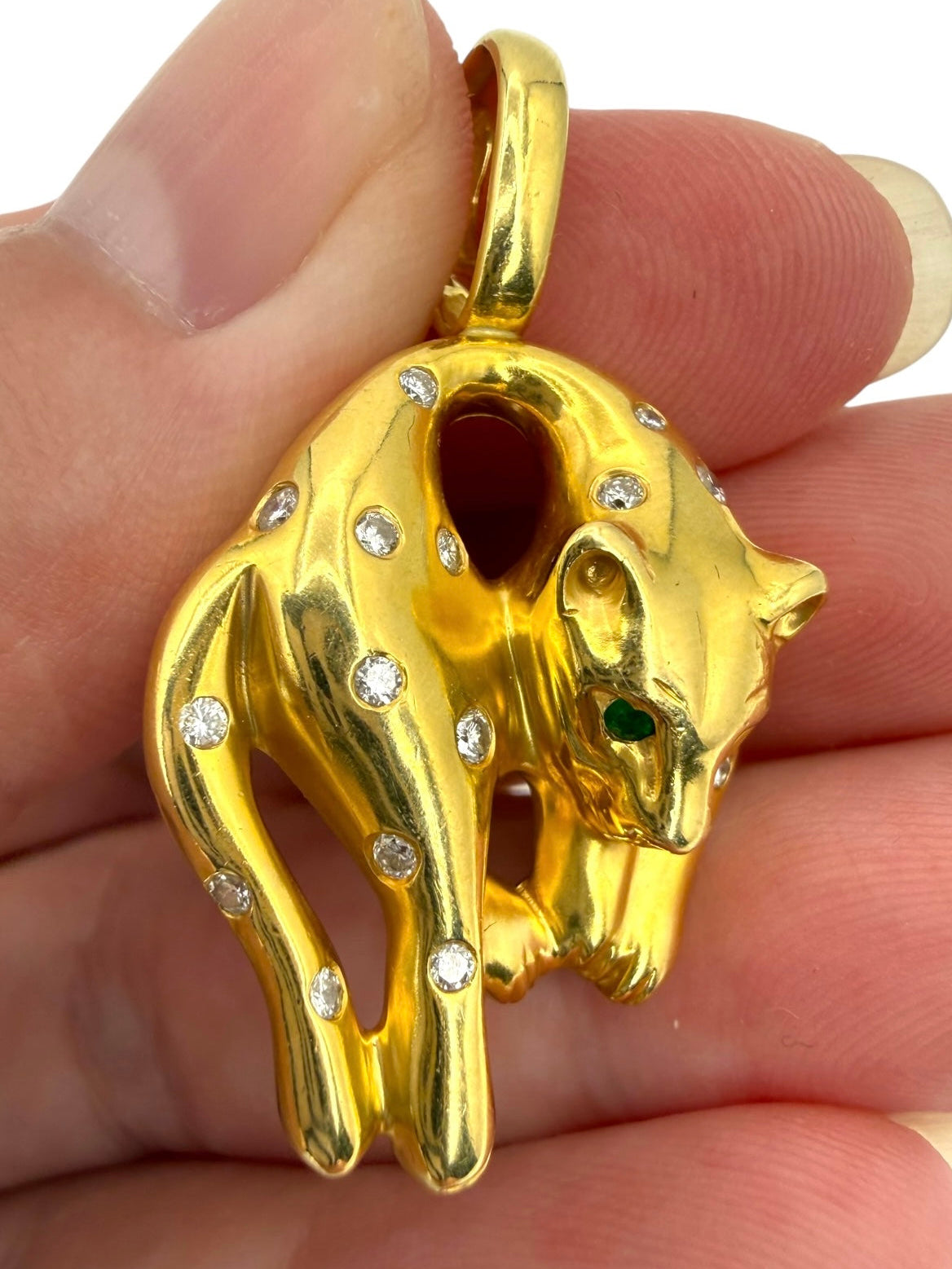 18k Diamond Hanging Panther Pendant