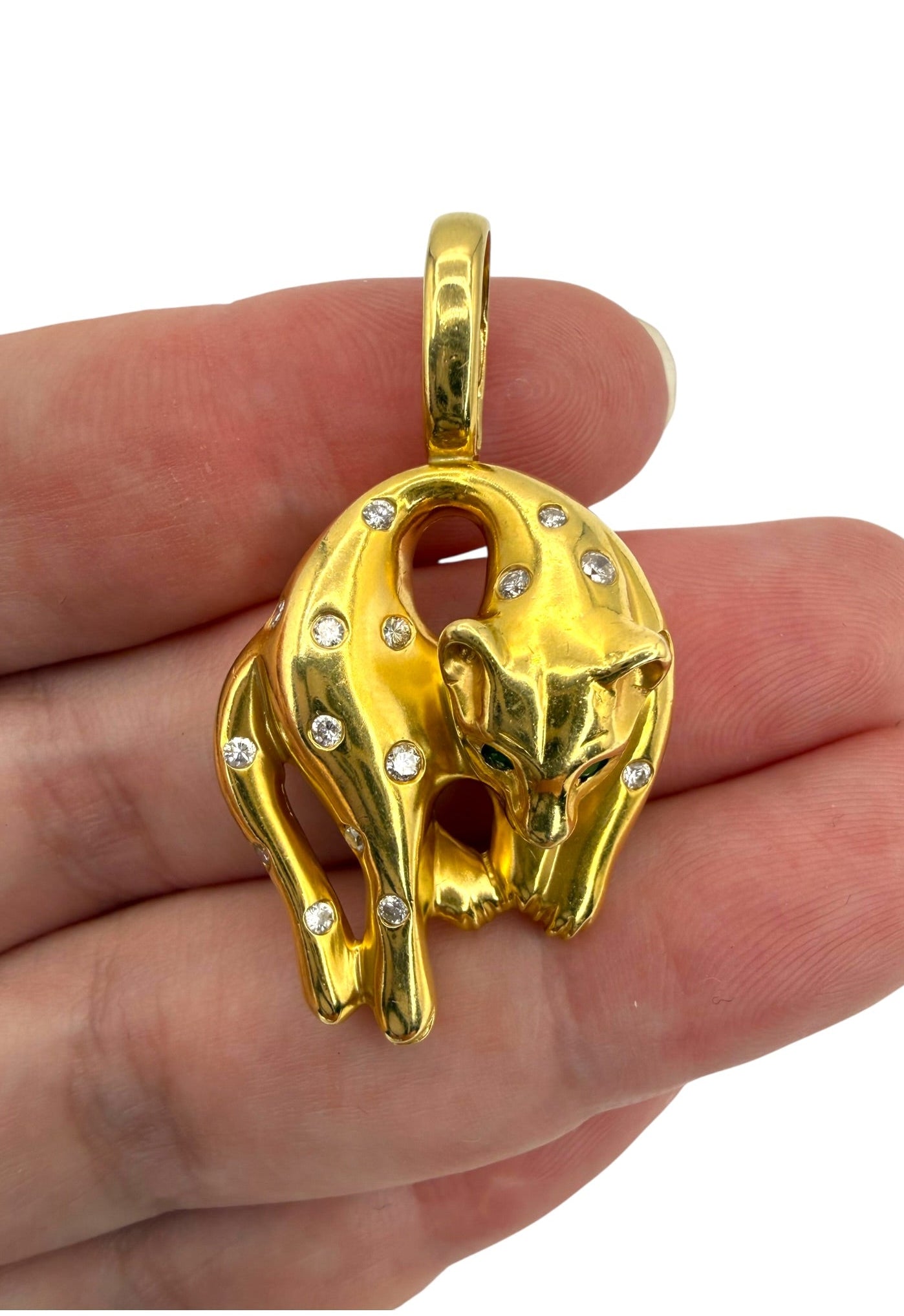 18k Diamond Hanging Panther Pendant