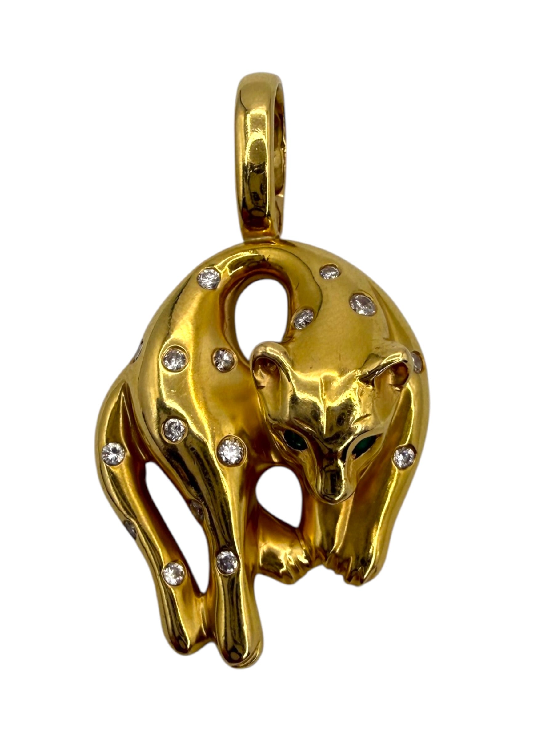 18k Diamond Hanging Panther Pendant