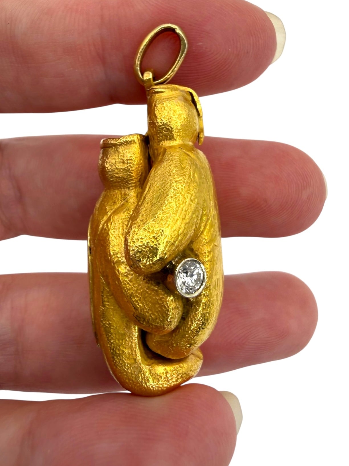 18k Signed Trophy Boxing Gloves Pendant