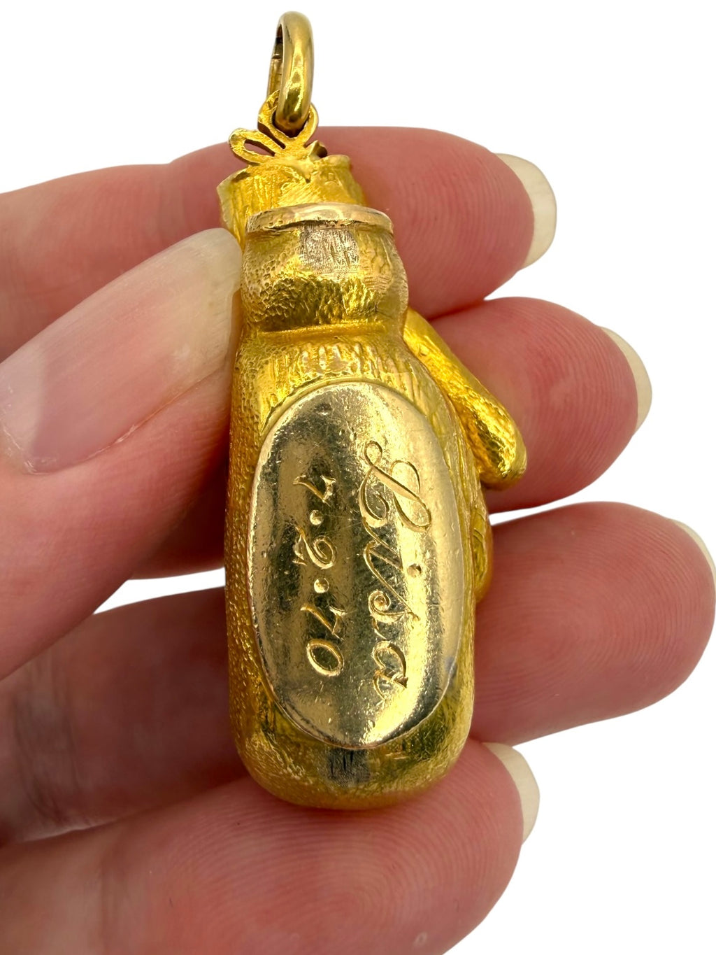 18k Signed Trophy Boxing Gloves Pendant