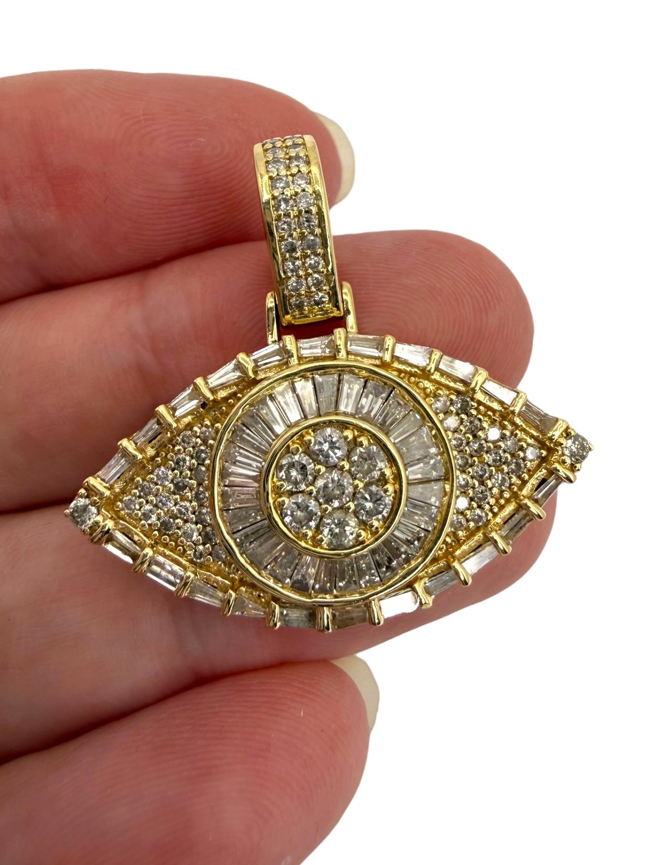 14k Diamond Evil Eye Pendant