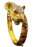 18k Enamel Diamond Tiger Bangle