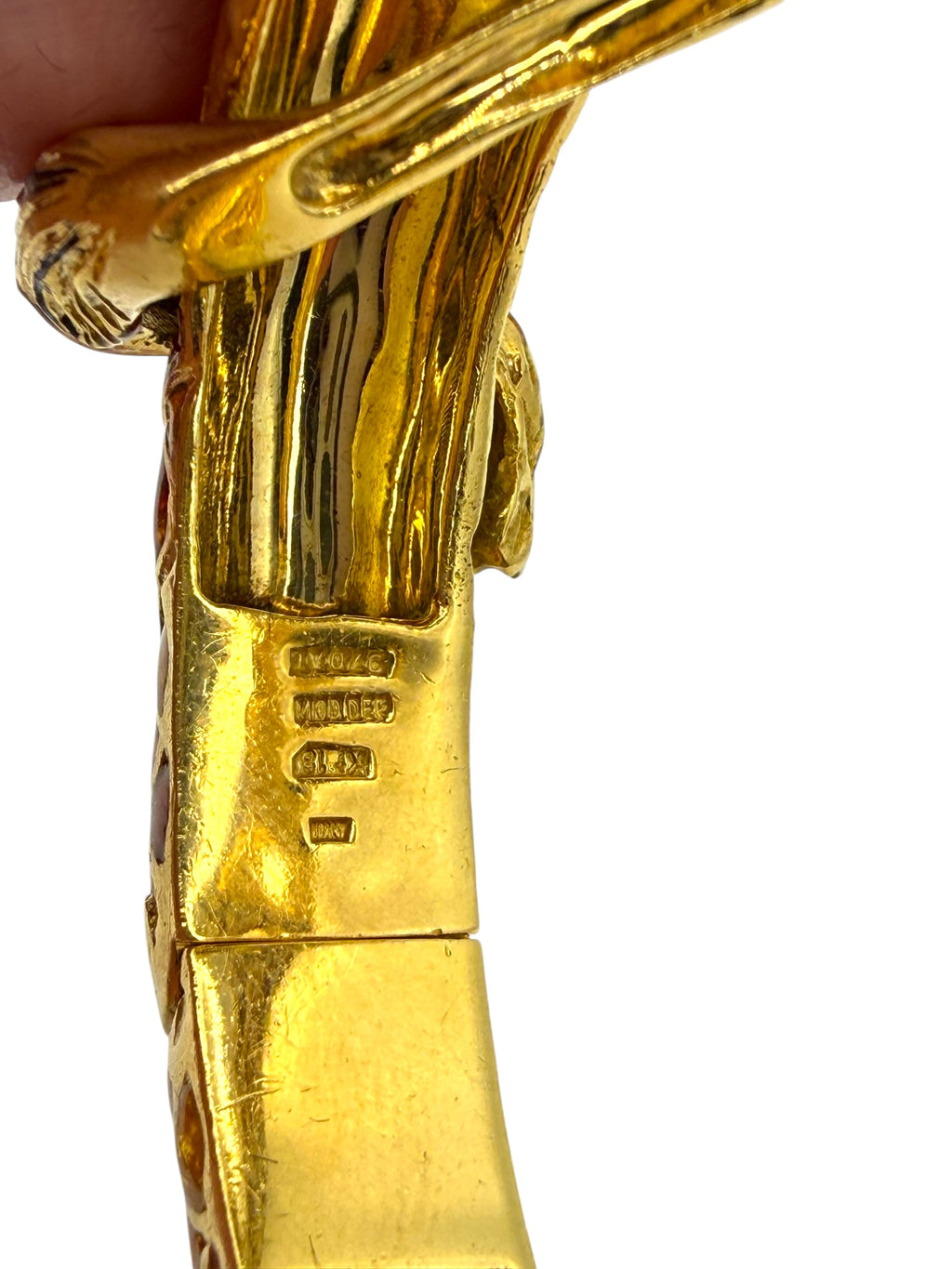 18k Enamel Diamond Tiger Bangle