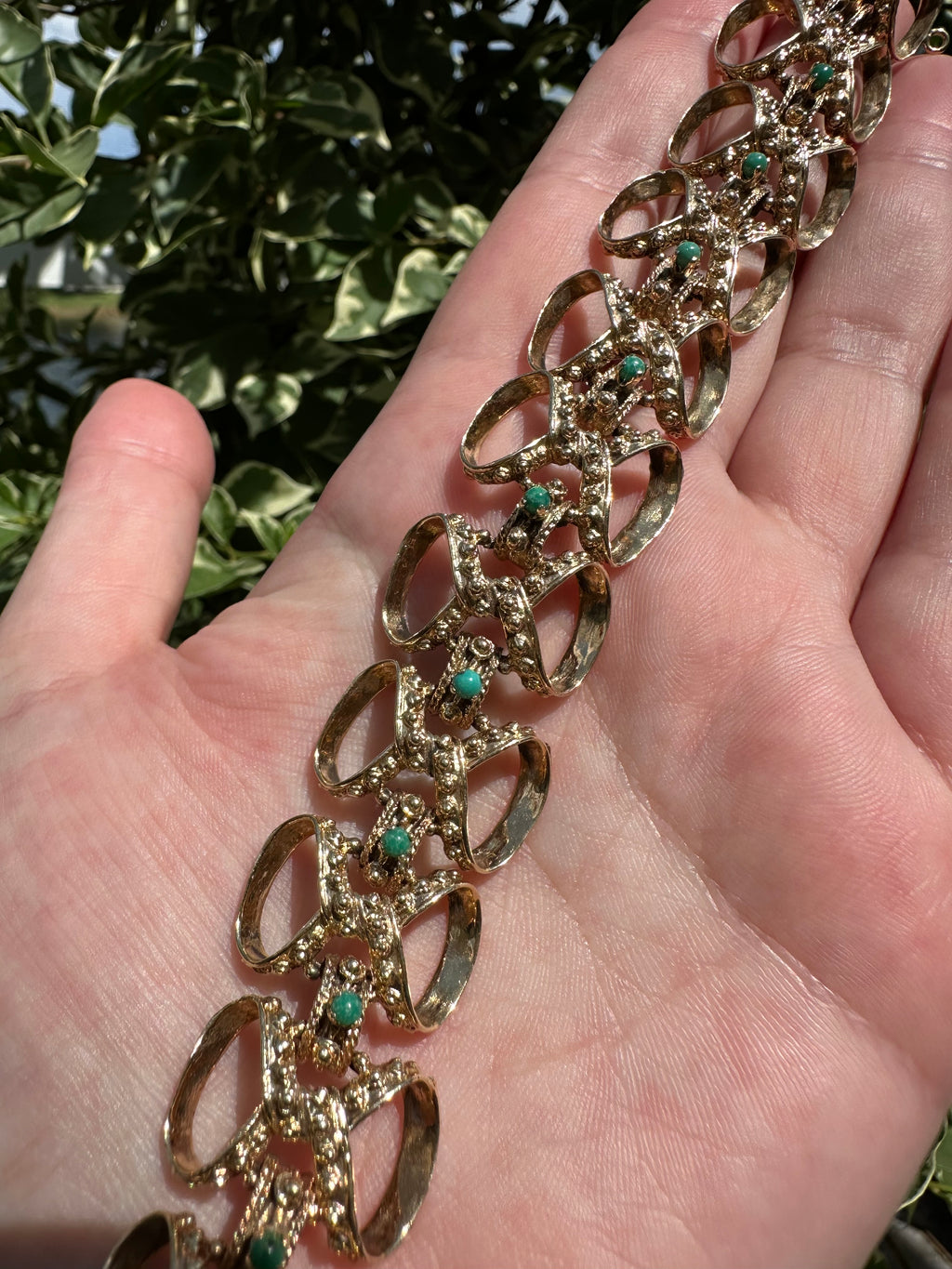 14k Turquoise Etruscan Revival Bracelet