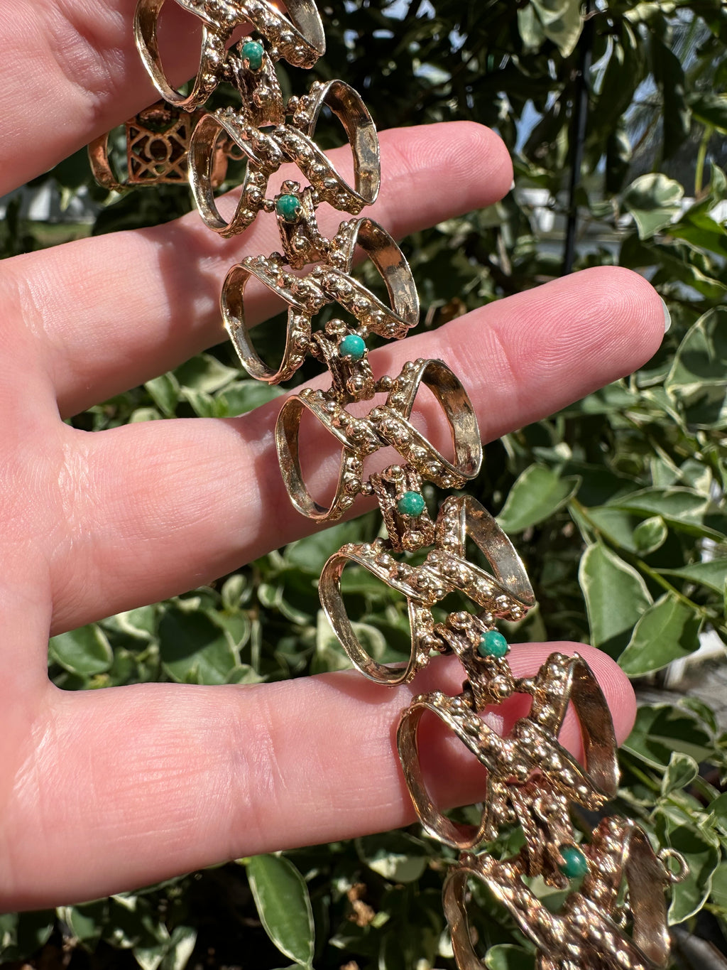 14k Turquoise Etruscan Revival Bracelet