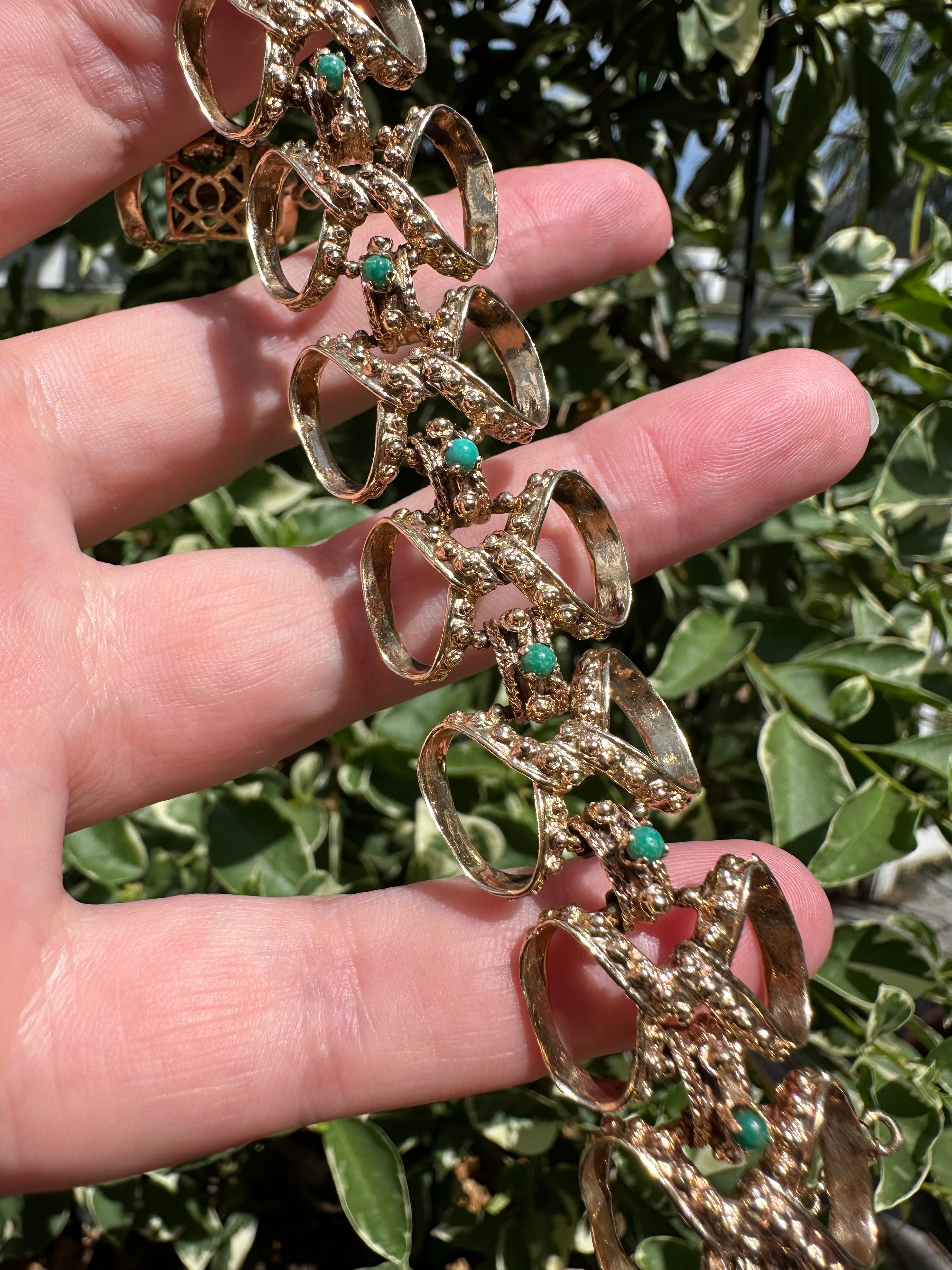 14k Turquoise Etruscan Revival Bracelet