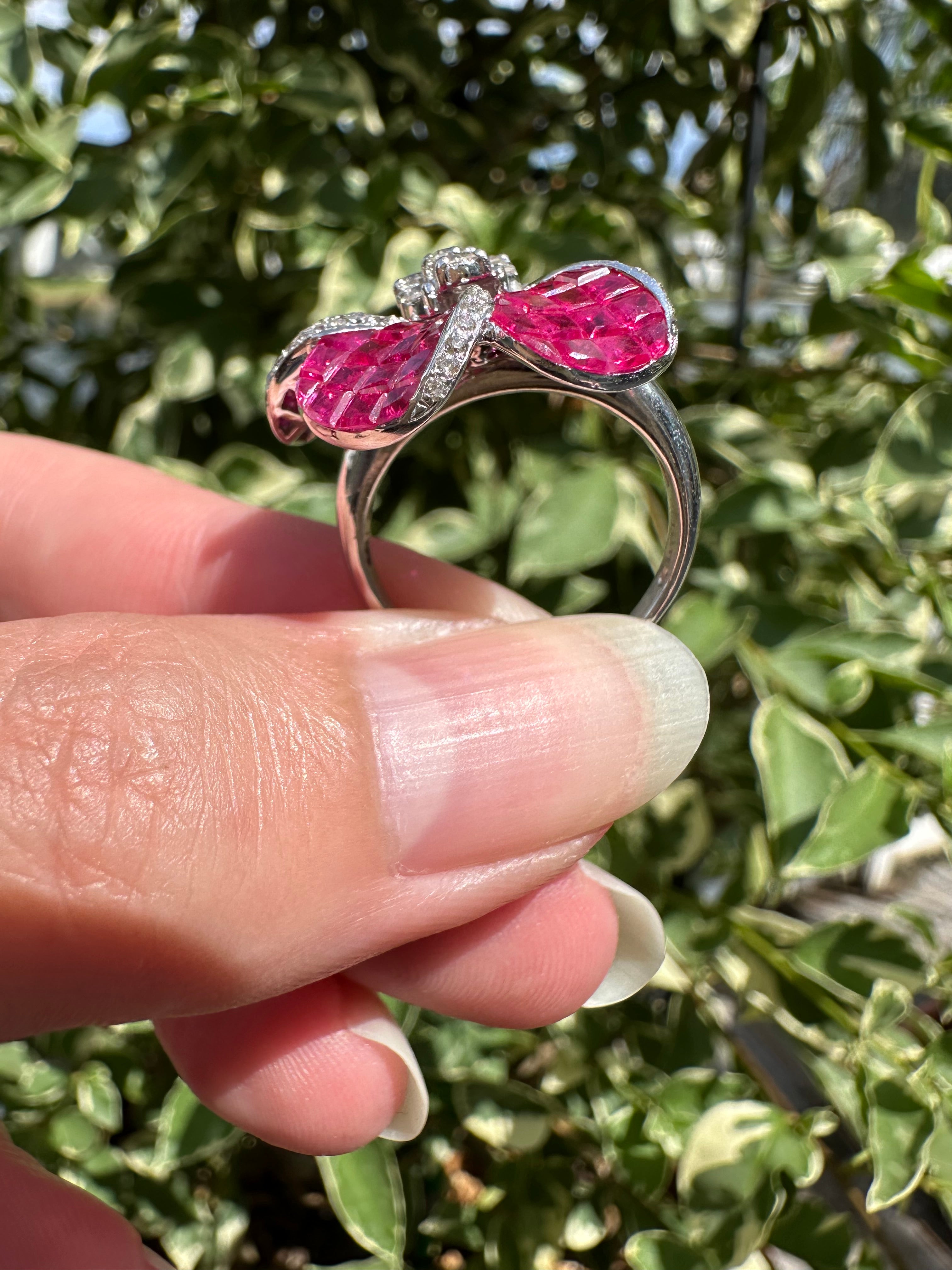 14k Ruby Diamond Flower Ring