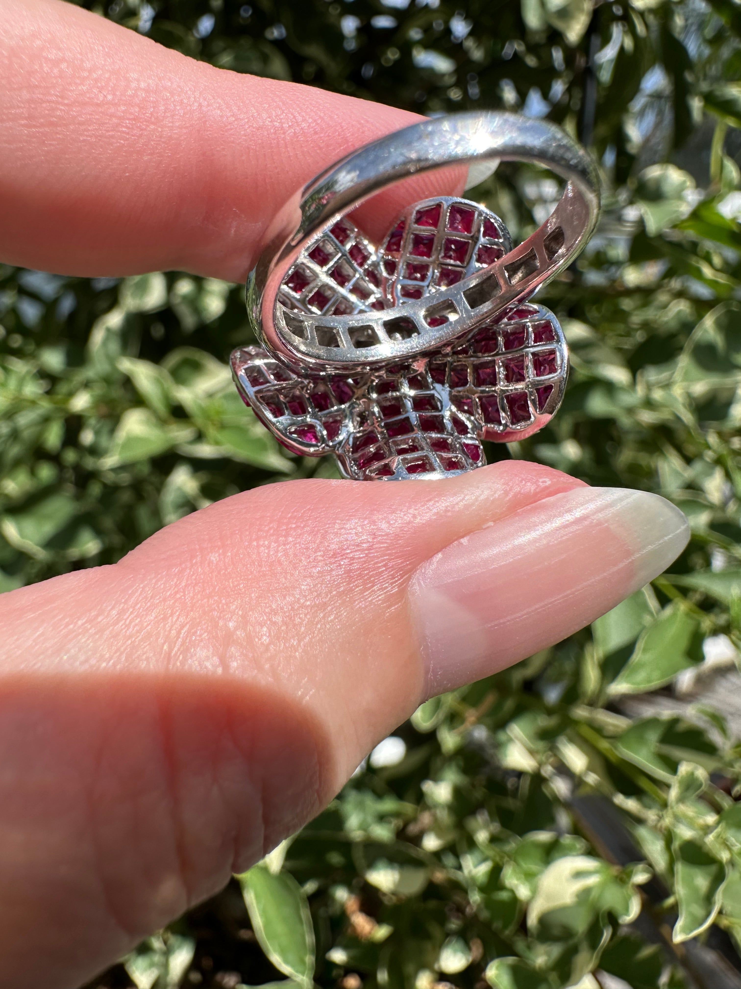14k Ruby Diamond Flower Ring