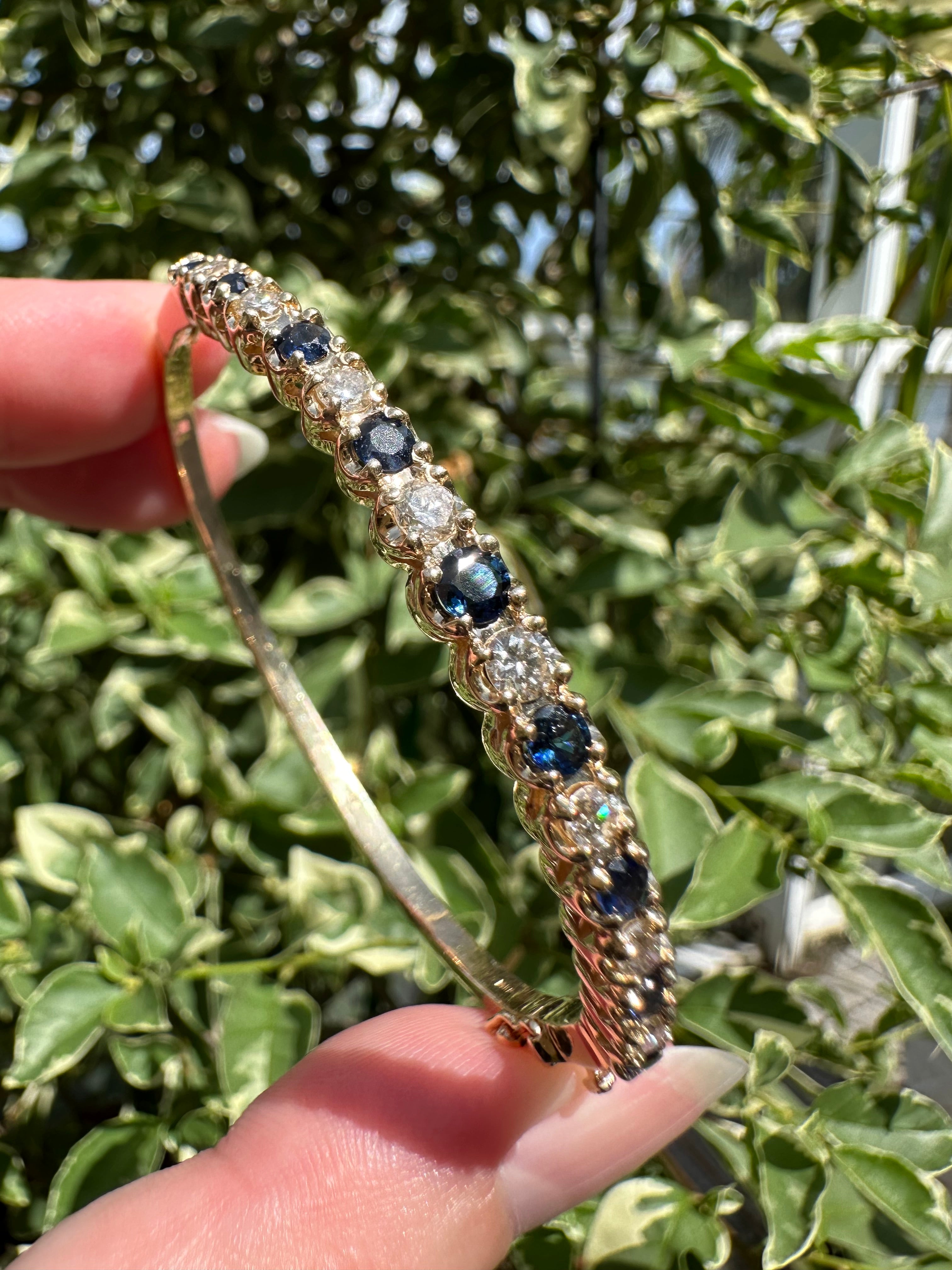 14k Sapphire Diamond Bangle