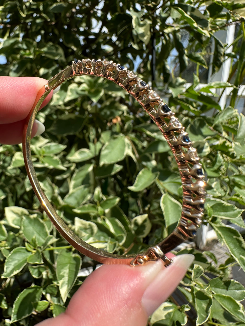 14k Sapphire Diamond Bangle