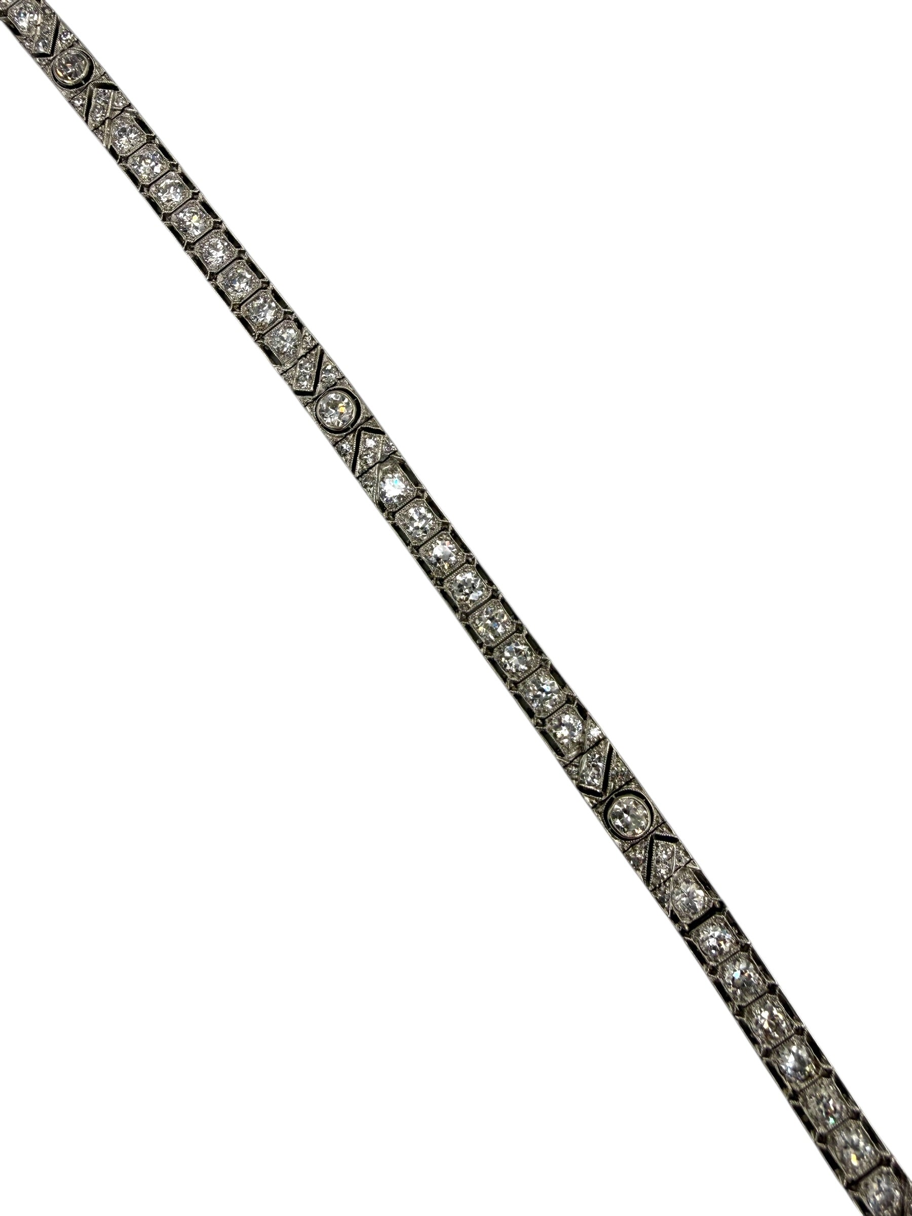 Platinum Diamond Mid-Century Line Bracelet