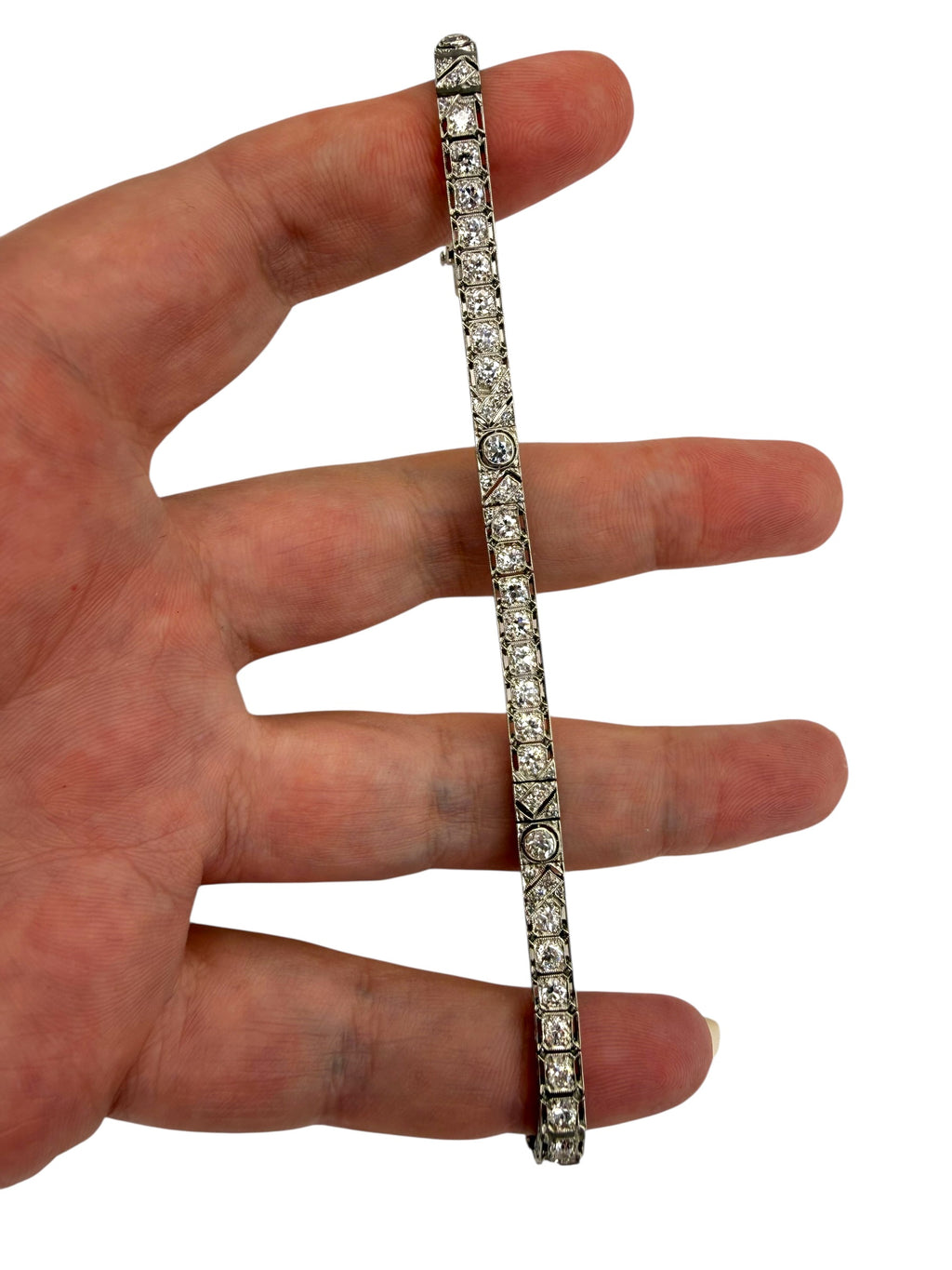 Platinum Diamond Mid-Century Line Bracelet