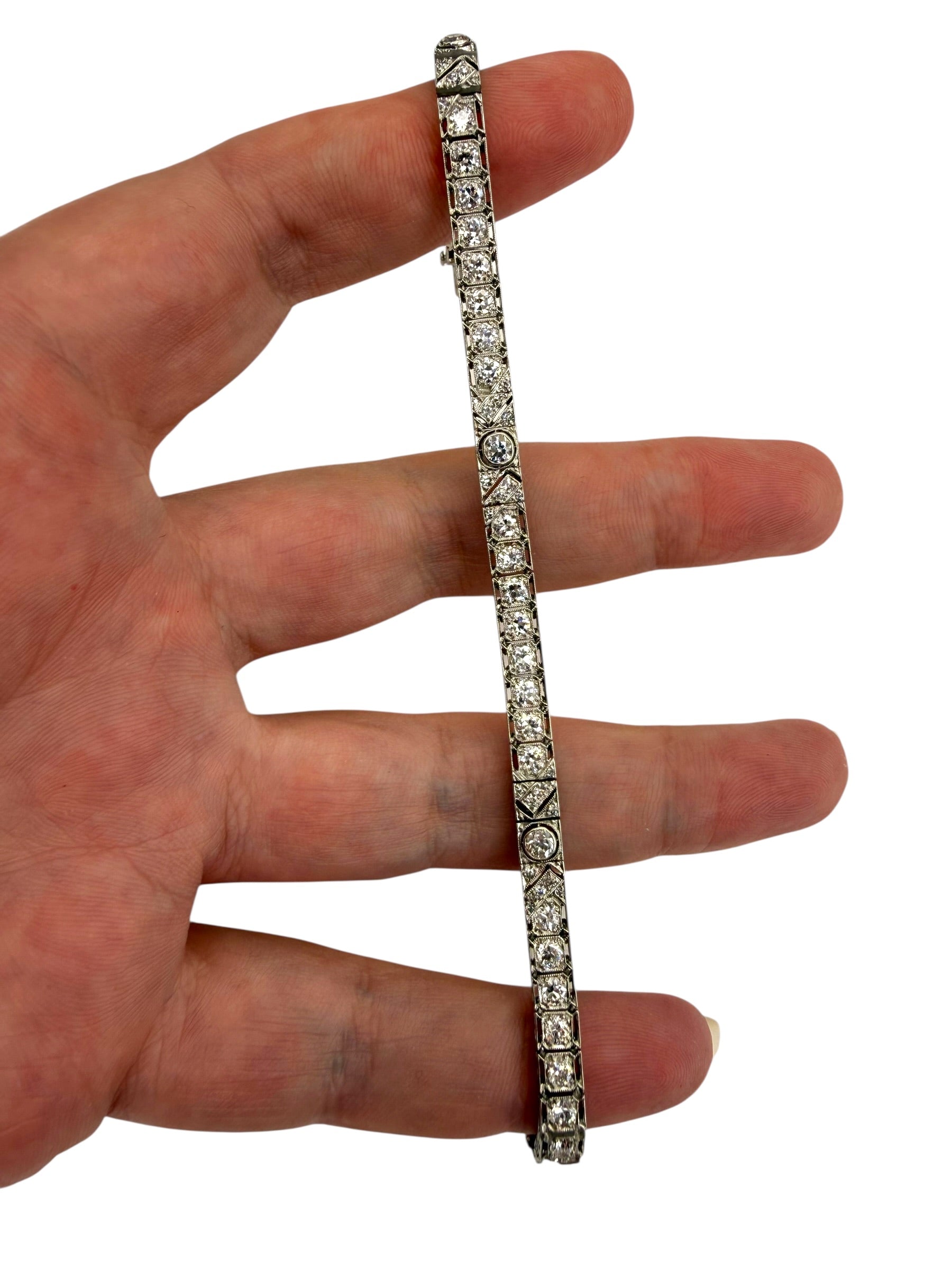 Platinum Diamond Mid-Century Line Bracelet