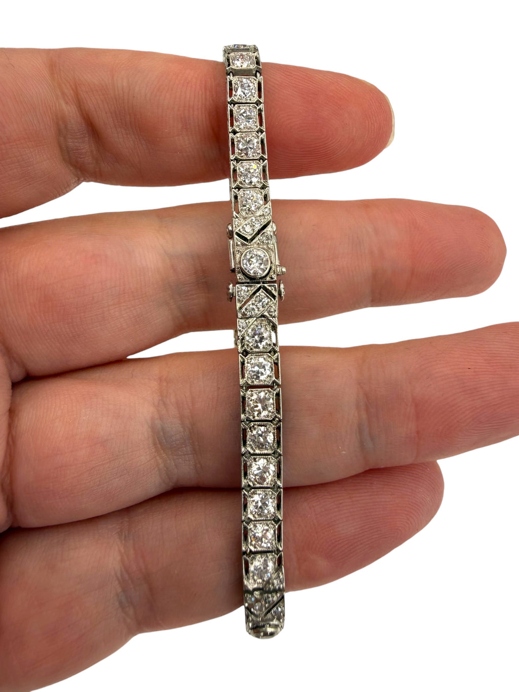 Platinum Diamond Mid-Century Line Bracelet