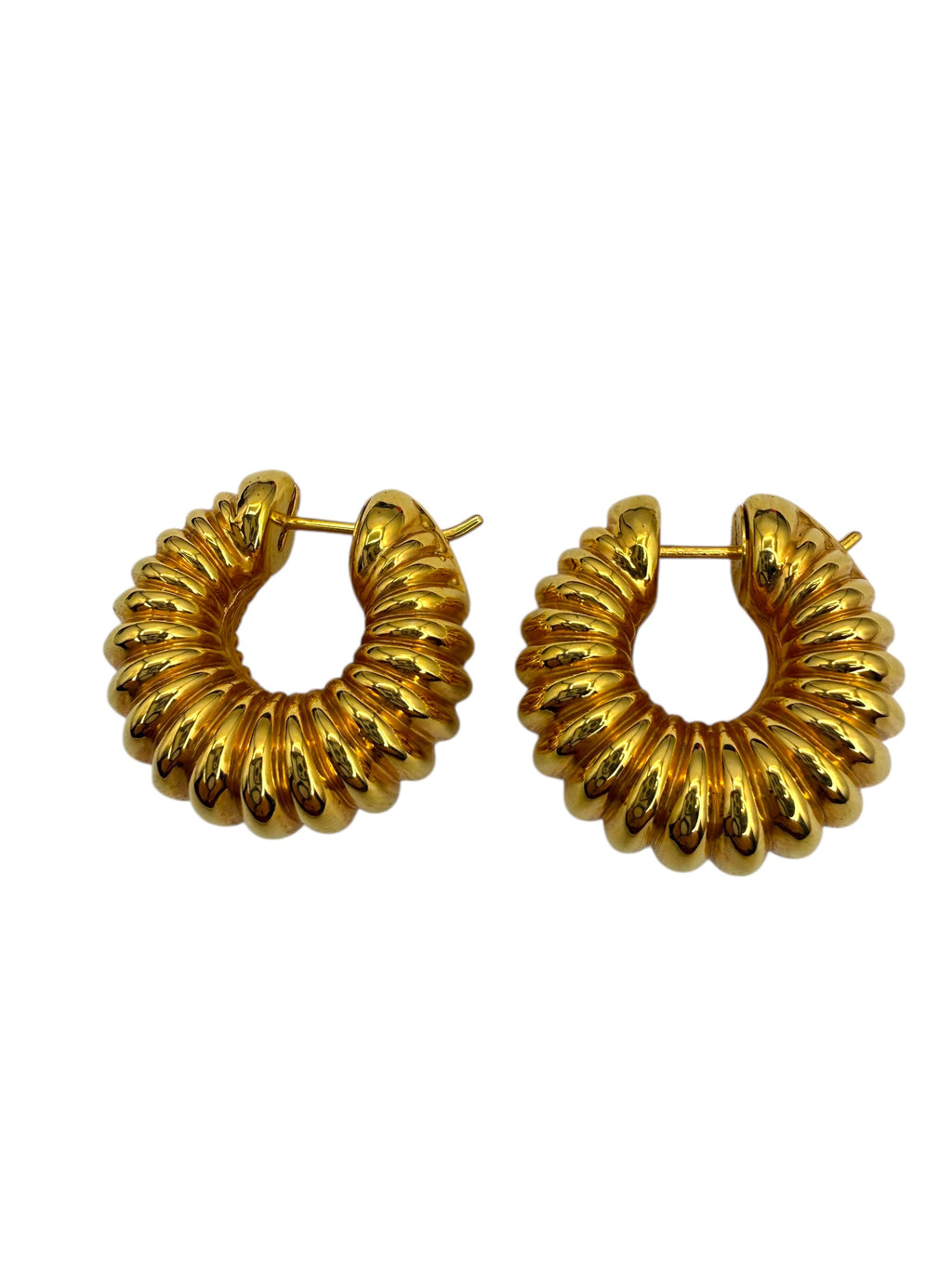 18k Chimento Ribbed Hoop Earrings