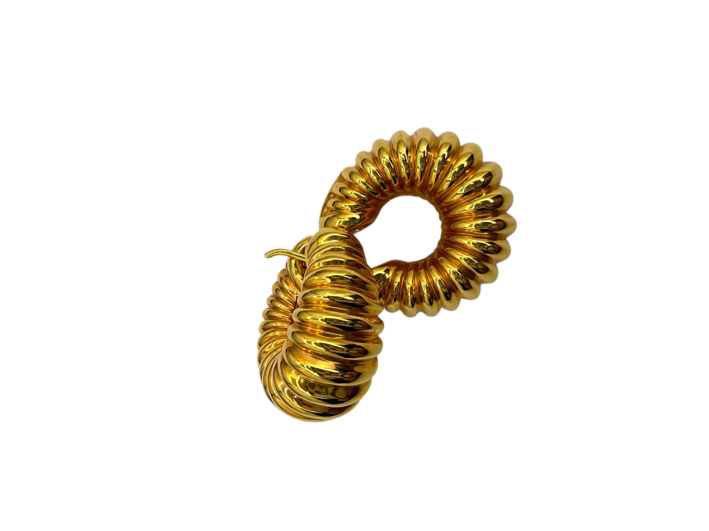 18k Chimento Ribbed Hoop Earrings