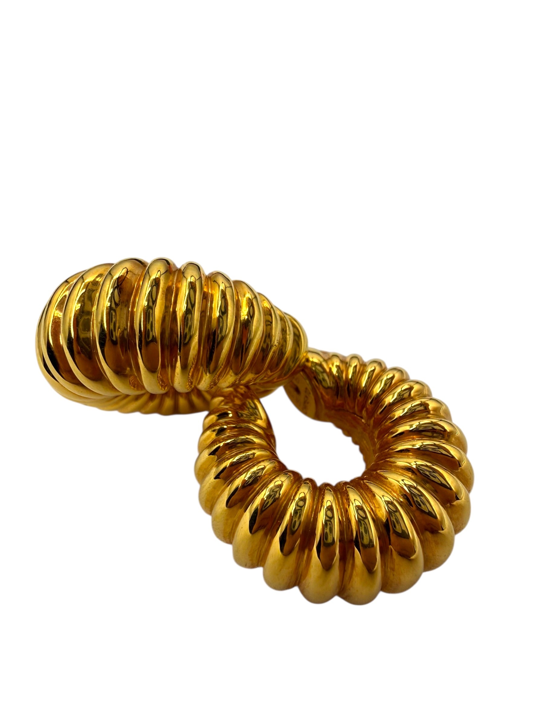 18k Chimento Ribbed Hoop Earrings