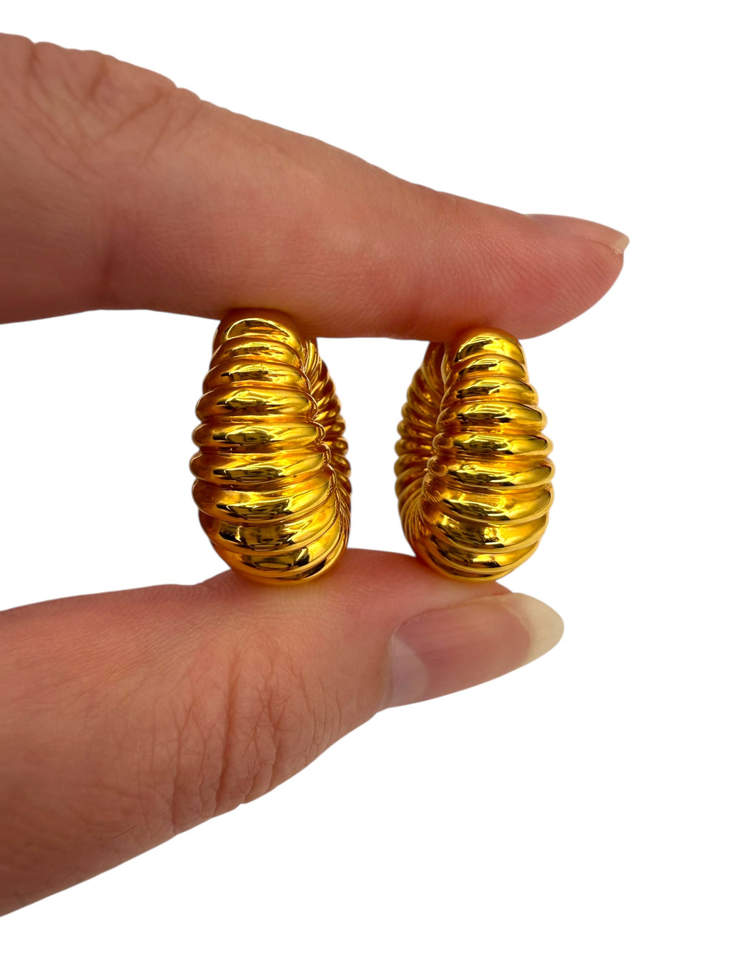 18k Chimento Ribbed Hoop Earrings