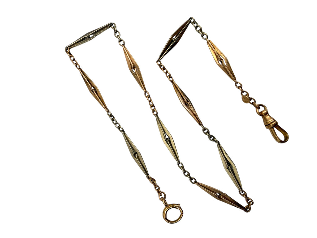 14k Two Tone Diamond Link Watch Chain