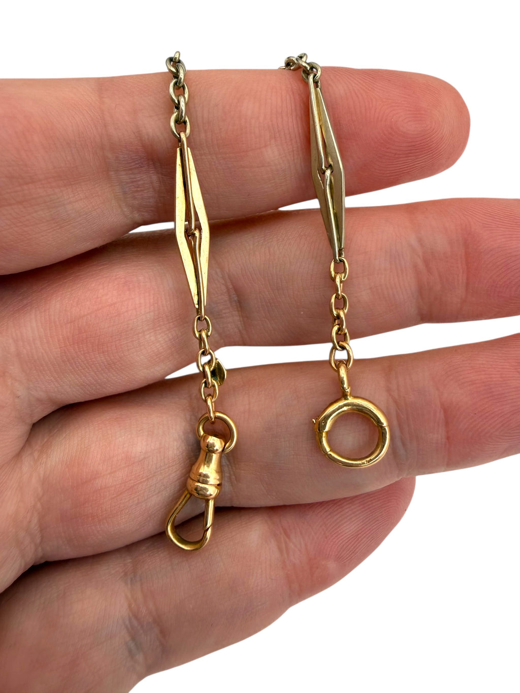 14k Two Tone Diamond Link Watch Chain