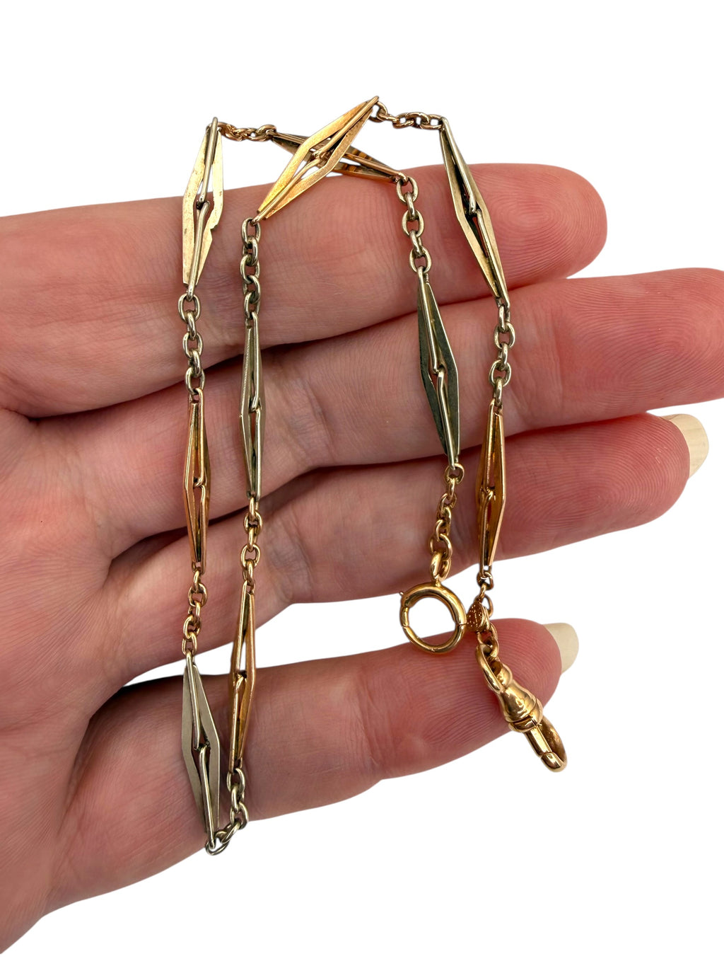 14k Two Tone Diamond Link Watch Chain