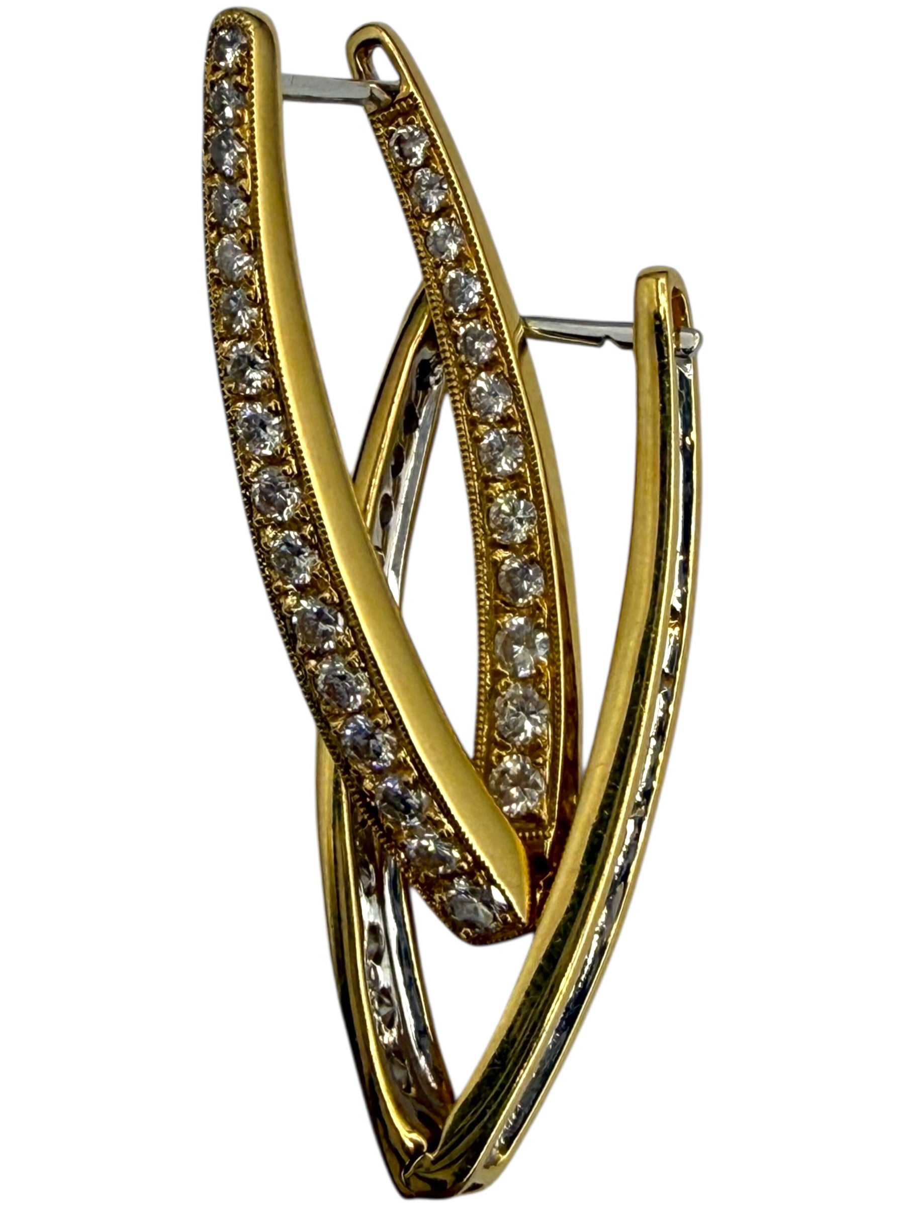 18k Diamond Offset V-Hoop Earrings
