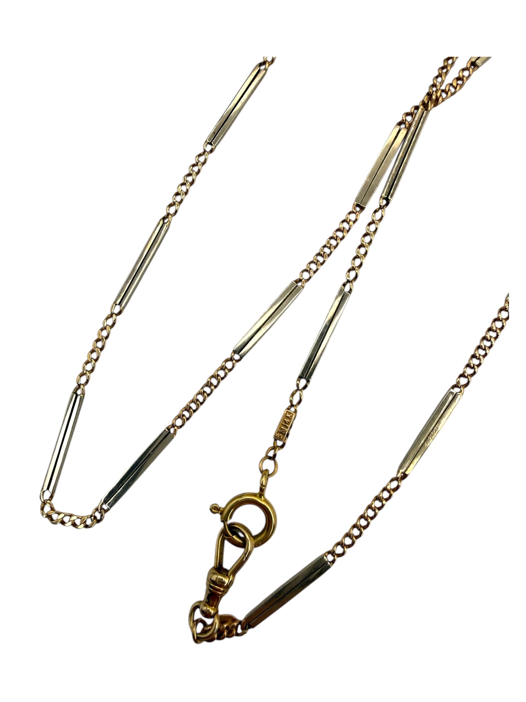 14k Bar Link Watch Chain