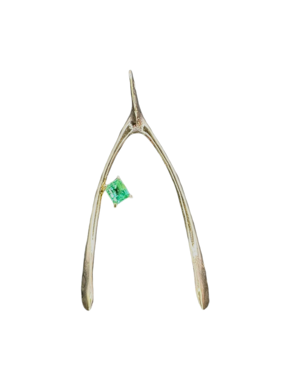 14k Emerald Wishbone Pendant