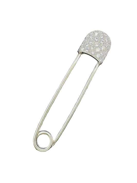 18k Platinum Diamond Safety Pin Brooch