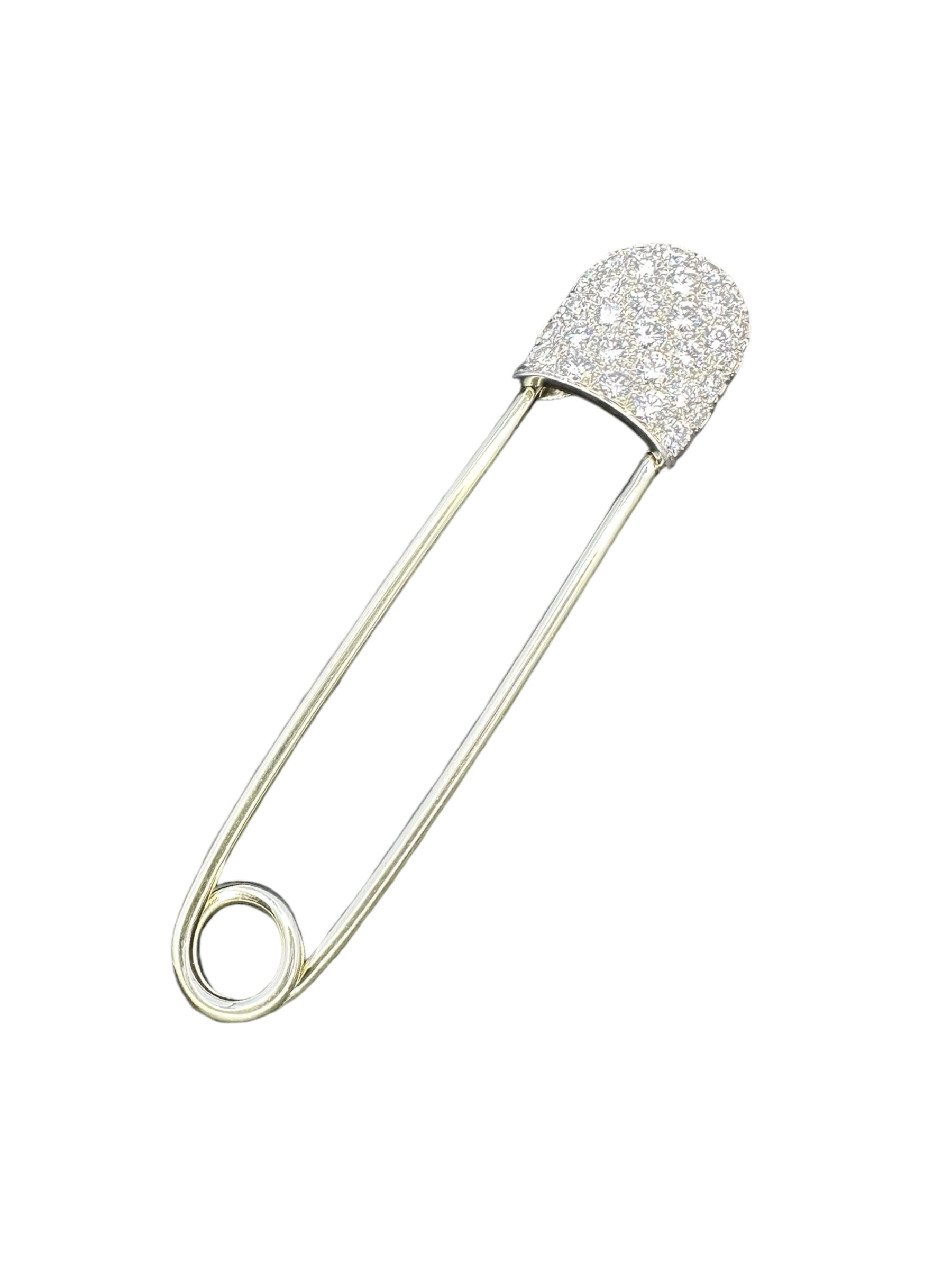 18k Platinum Diamond Safety Pin Brooch