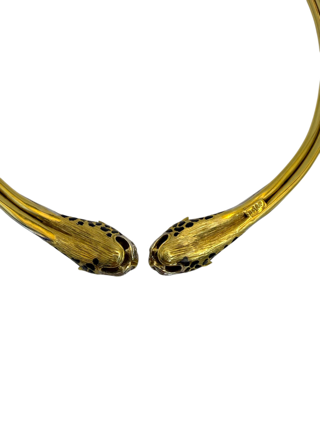 18k Panther Head Enamel Collar Necklace
