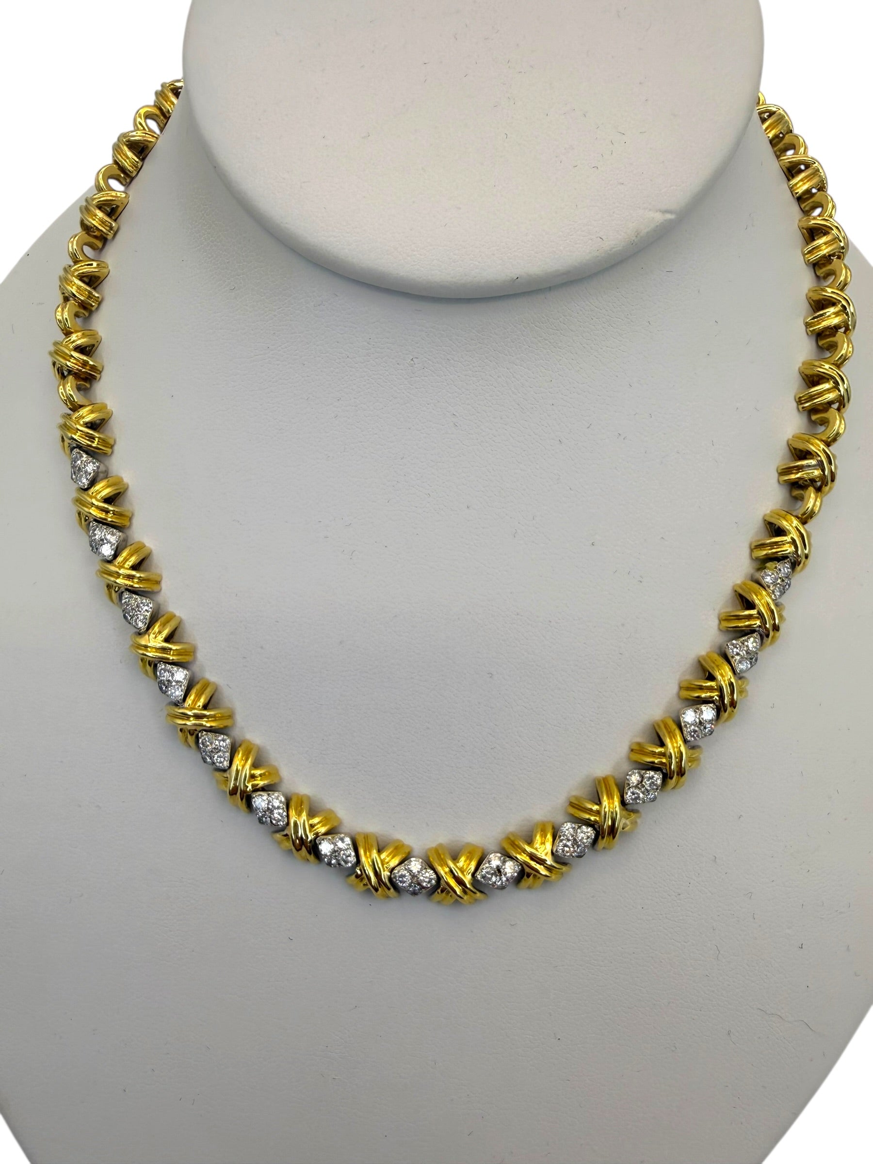 18k Diamond X Collar Necklace