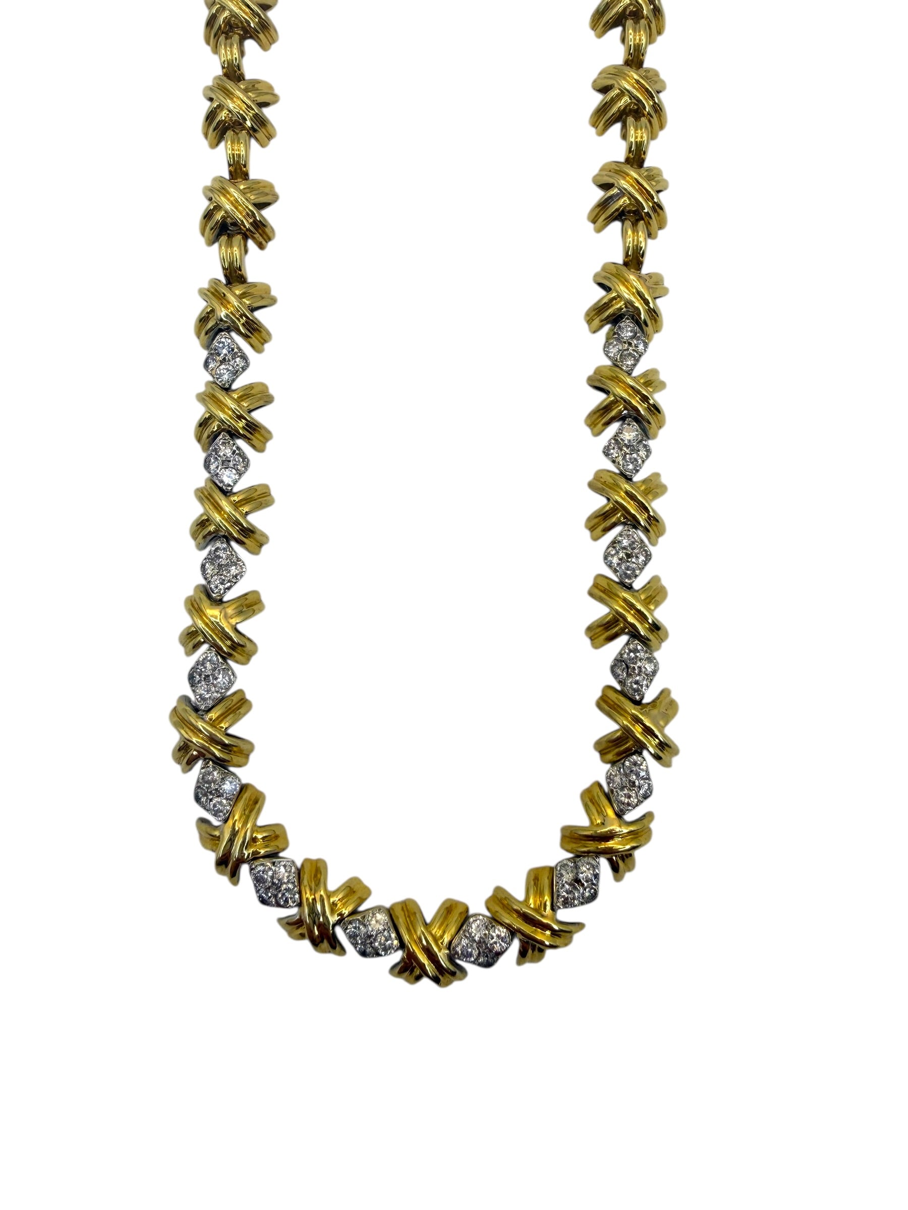 18k Diamond X Collar Necklace